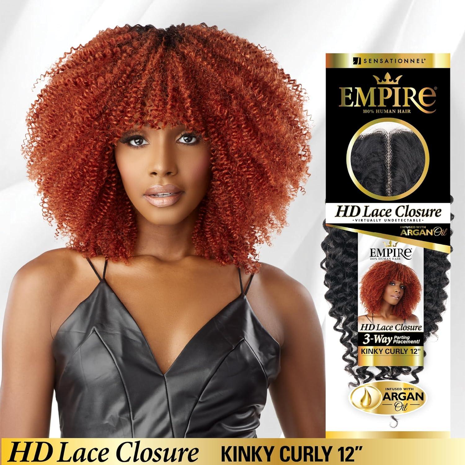 imageSensationnel Empire humanhair lace closure kinky curly 12 inch 3 way lacepart hand tied weaving closure 1 JETBLACK1 JETBLACK