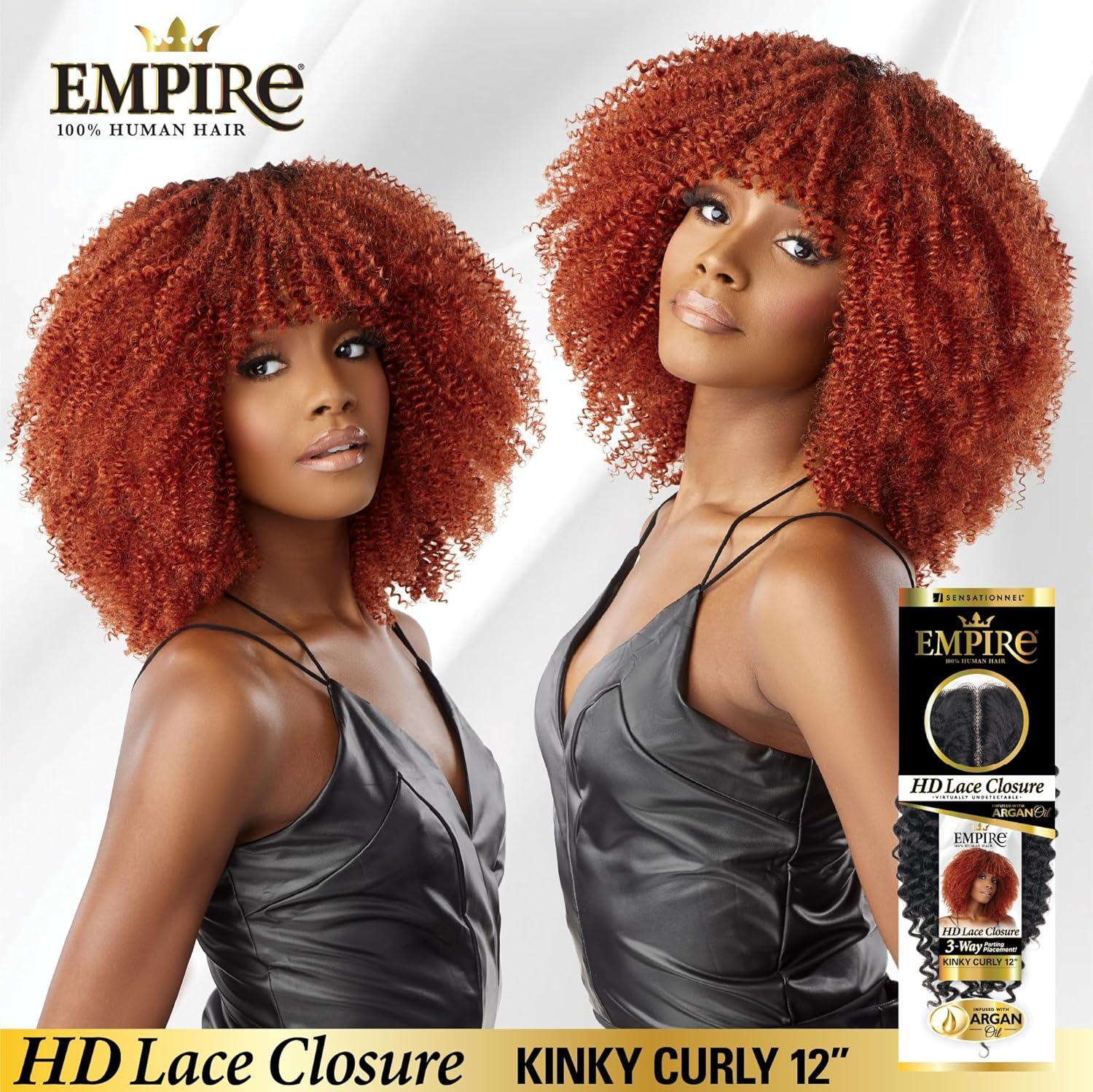 imageSensationnel Empire humanhair lace closure kinky curly 12 inch 3 way lacepart hand tied weaving closure 1 JETBLACK2 DARKBROWN