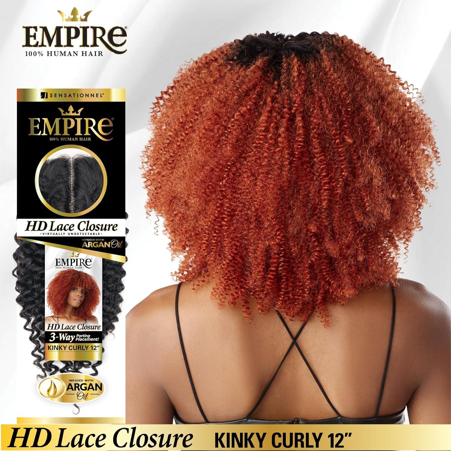 imageSensationnel Empire humanhair lace closure kinky curly 12 inch 3 way lacepart hand tied weaving closure 1 JETBLACK2 DARKBROWN