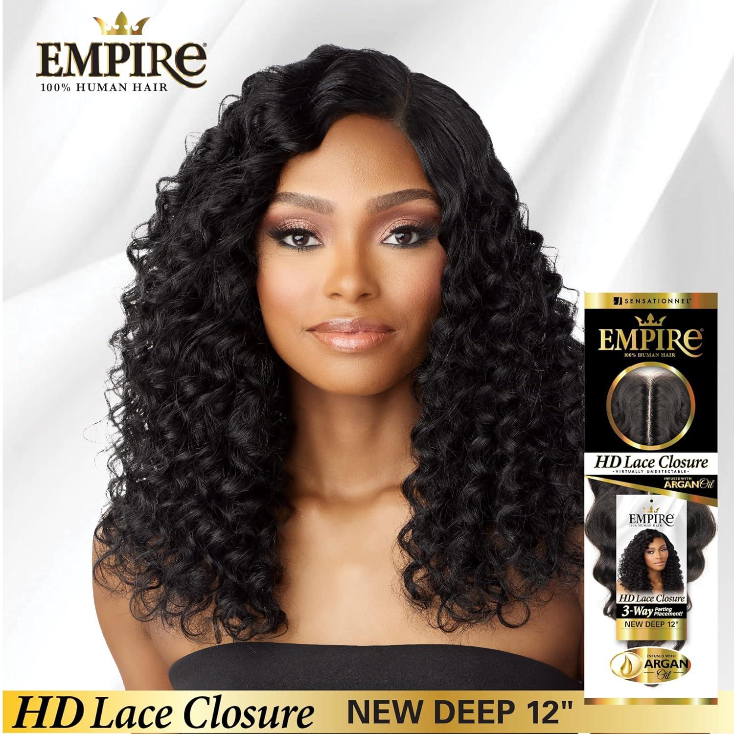 imageSensationnel Empire humanhair lace closure new deep 12 inch 3 way lacepart hand tied weaving closure 1 JETBLACK2 DARKBROWN