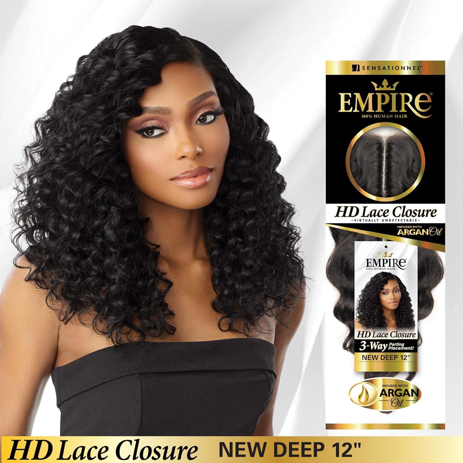 imageSensationnel Empire humanhair lace closure new deep 12 inch 3 way lacepart hand tied weaving closure 1 JETBLACK2 DARKBROWN