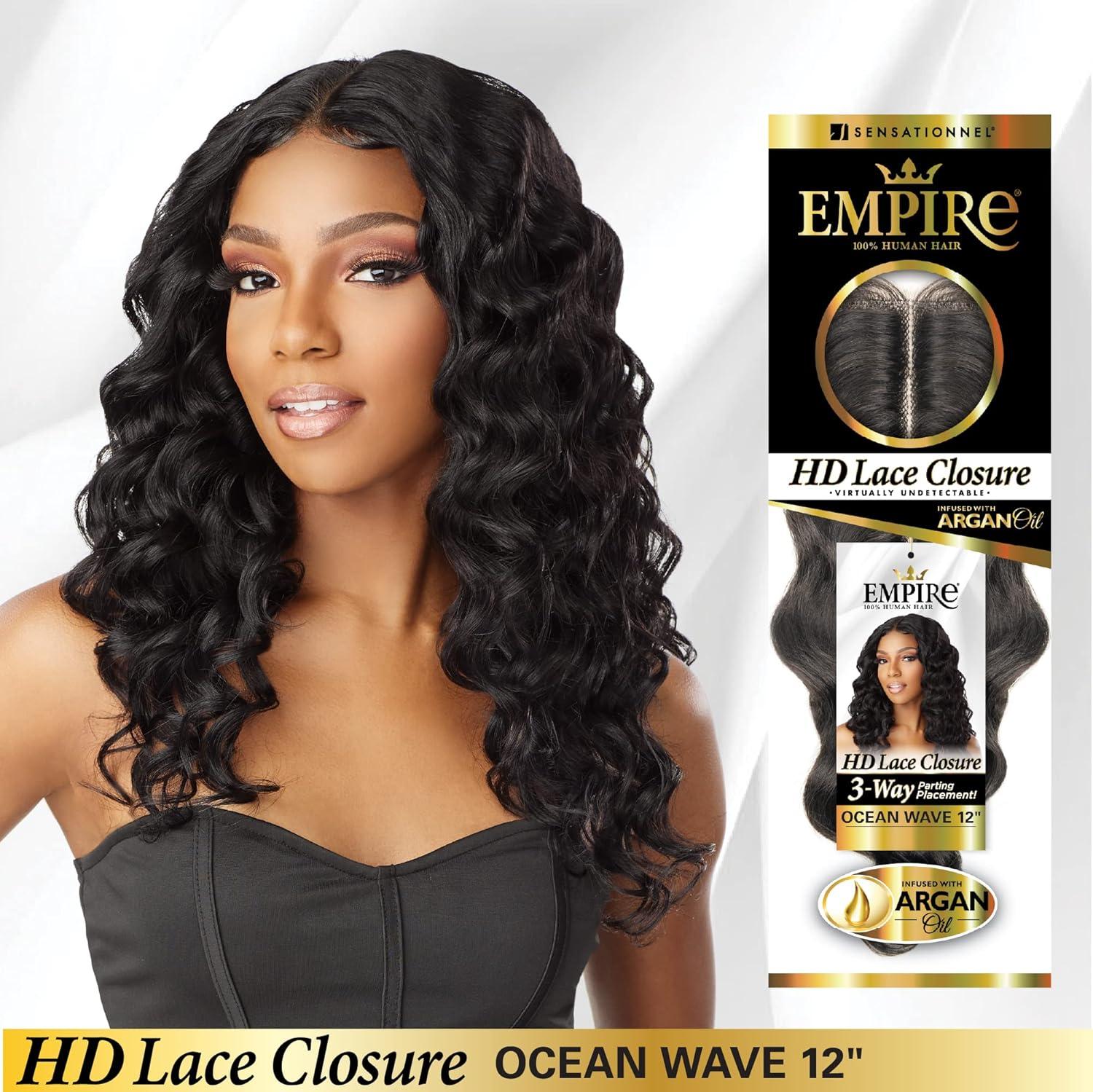 imageSensationnel Empire humanhair lace closure ocean wave 12 inch 3 way lacepart hand tied weaving closure 1 JETBLACK1B OFFBLACK