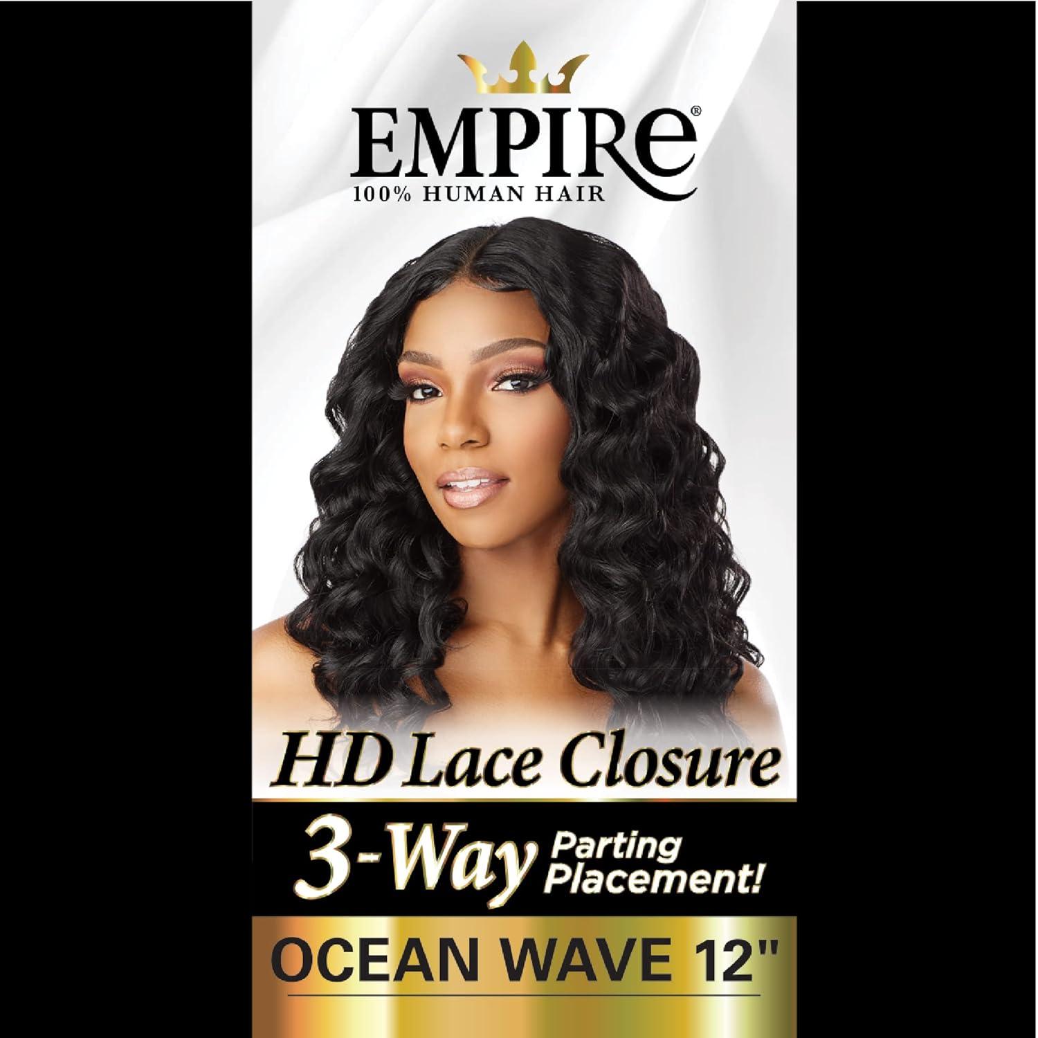 imageSensationnel Empire humanhair lace closure ocean wave 12 inch 3 way lacepart hand tied weaving closure 1 JETBLACK2 DARKBROWN