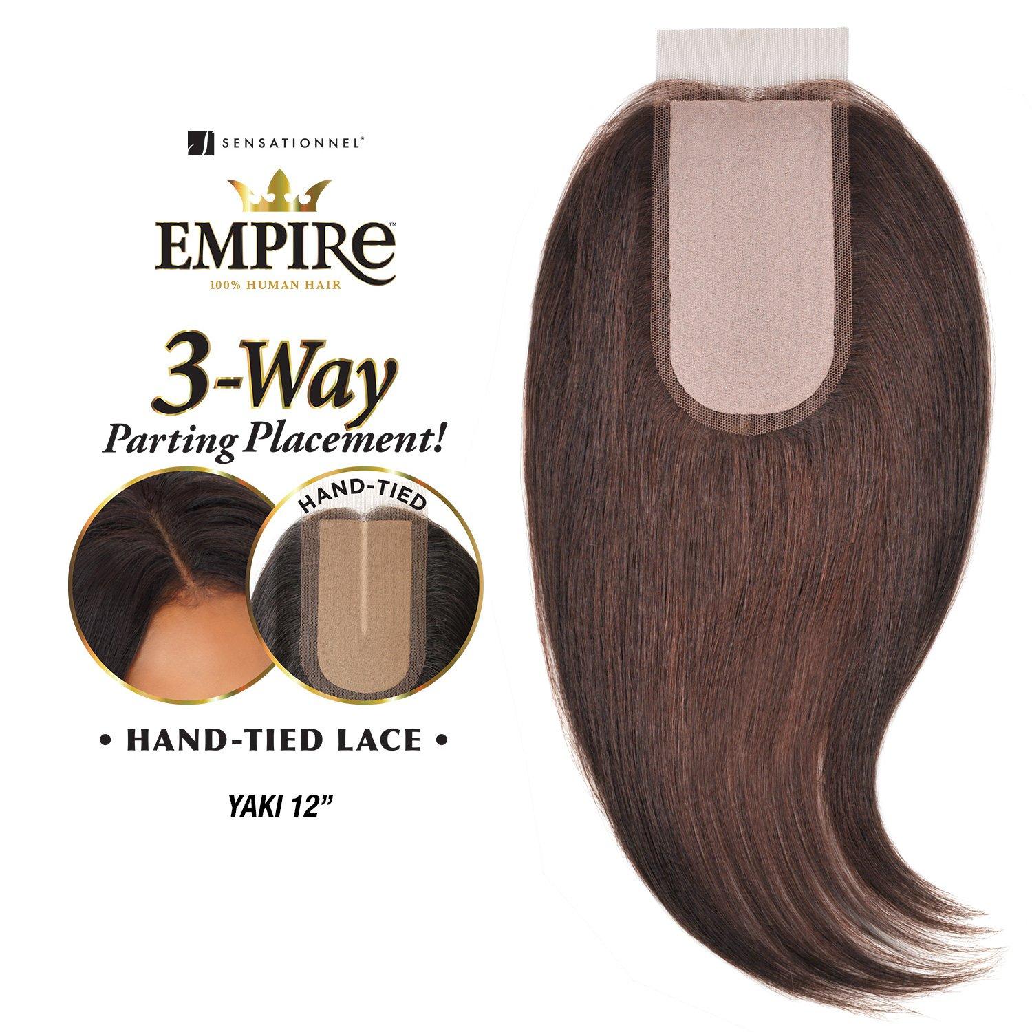 imageSensationnel Empire humanhair lace closure yaki 12 inch 3 way lacepart hand tied weaving closure 1B OFFBLACKJet Black 1