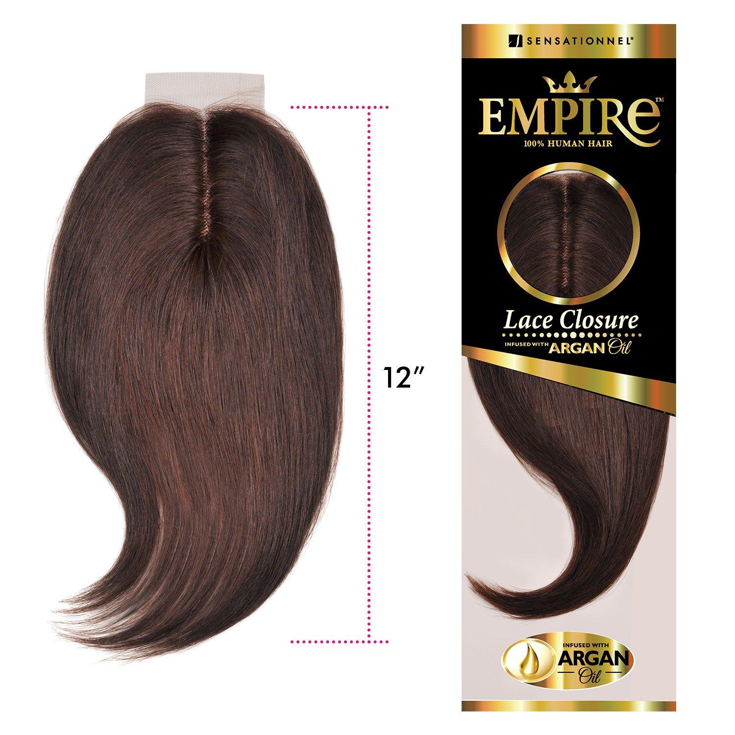 imageSensationnel Empire humanhair lace closure yaki 12 inch 3 way lacepart hand tied weaving closure 1B OFFBLACKT1B30