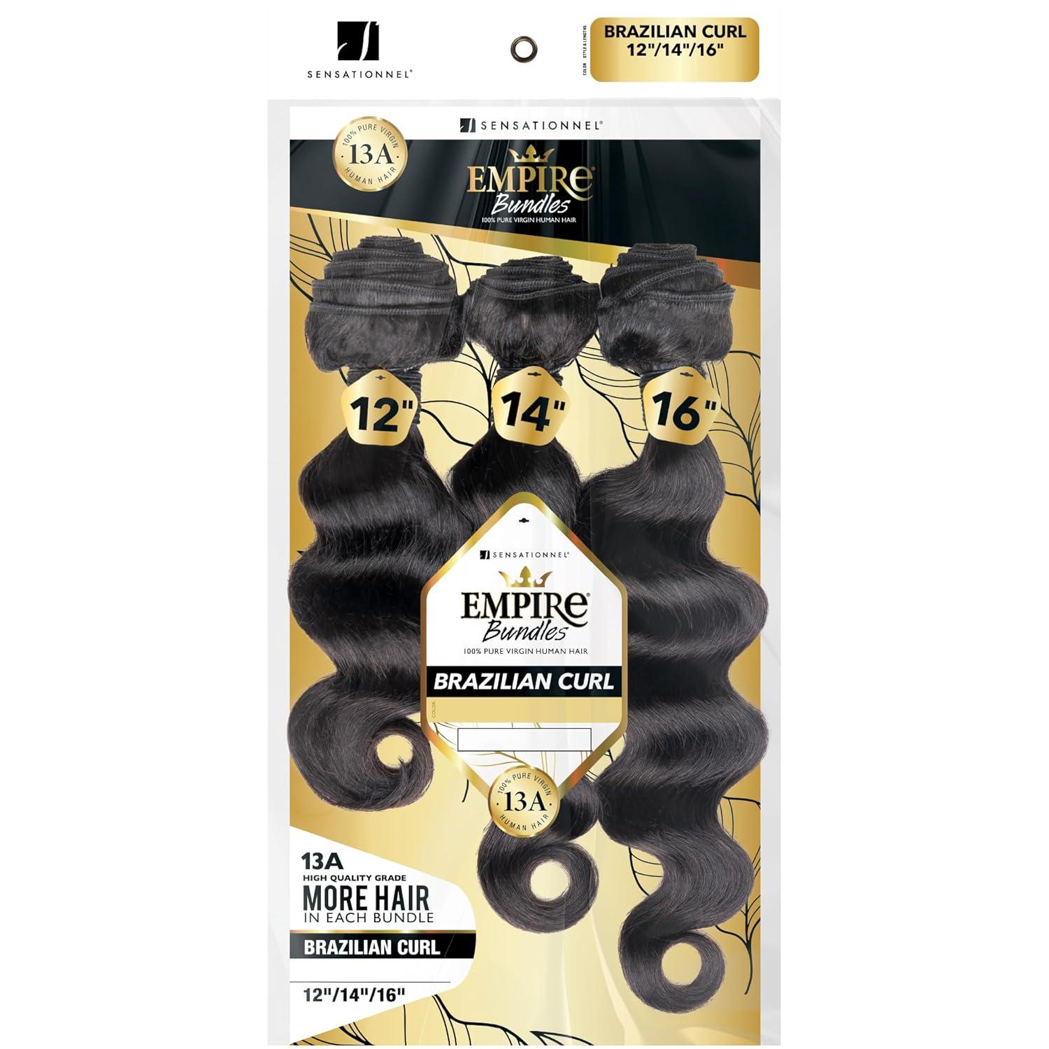 imageSensationnel Empire multi weave hair brazilian curl 13a human hair 3 bundle layered lengths 10 12 14 inch NATURALNATURAL