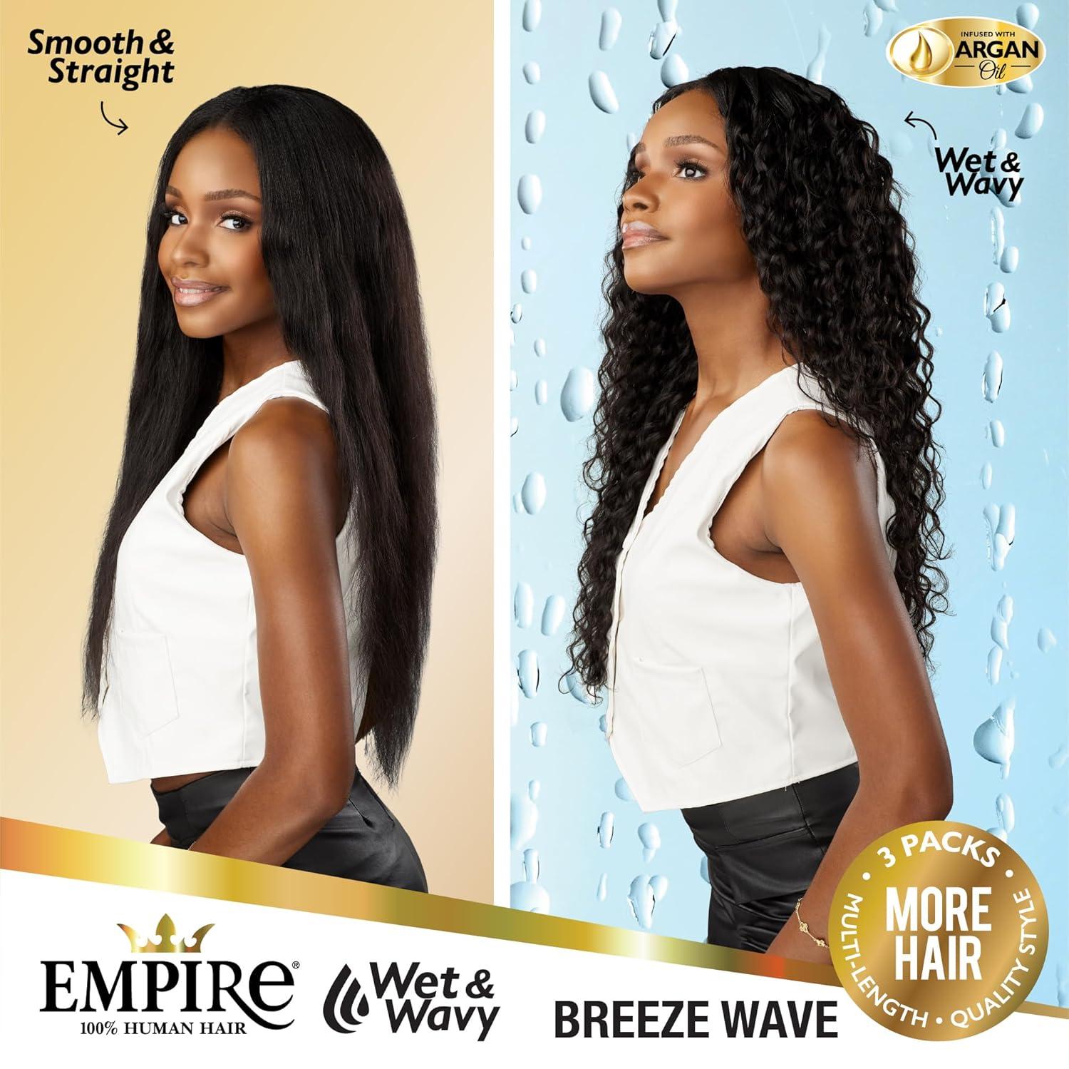 imageSensationnel Empire multi weave hair wet and wavy breeze wave human hair 3 bundle layered lengths 10 12 14 inch 1 JETBLACK1 JETBLACK