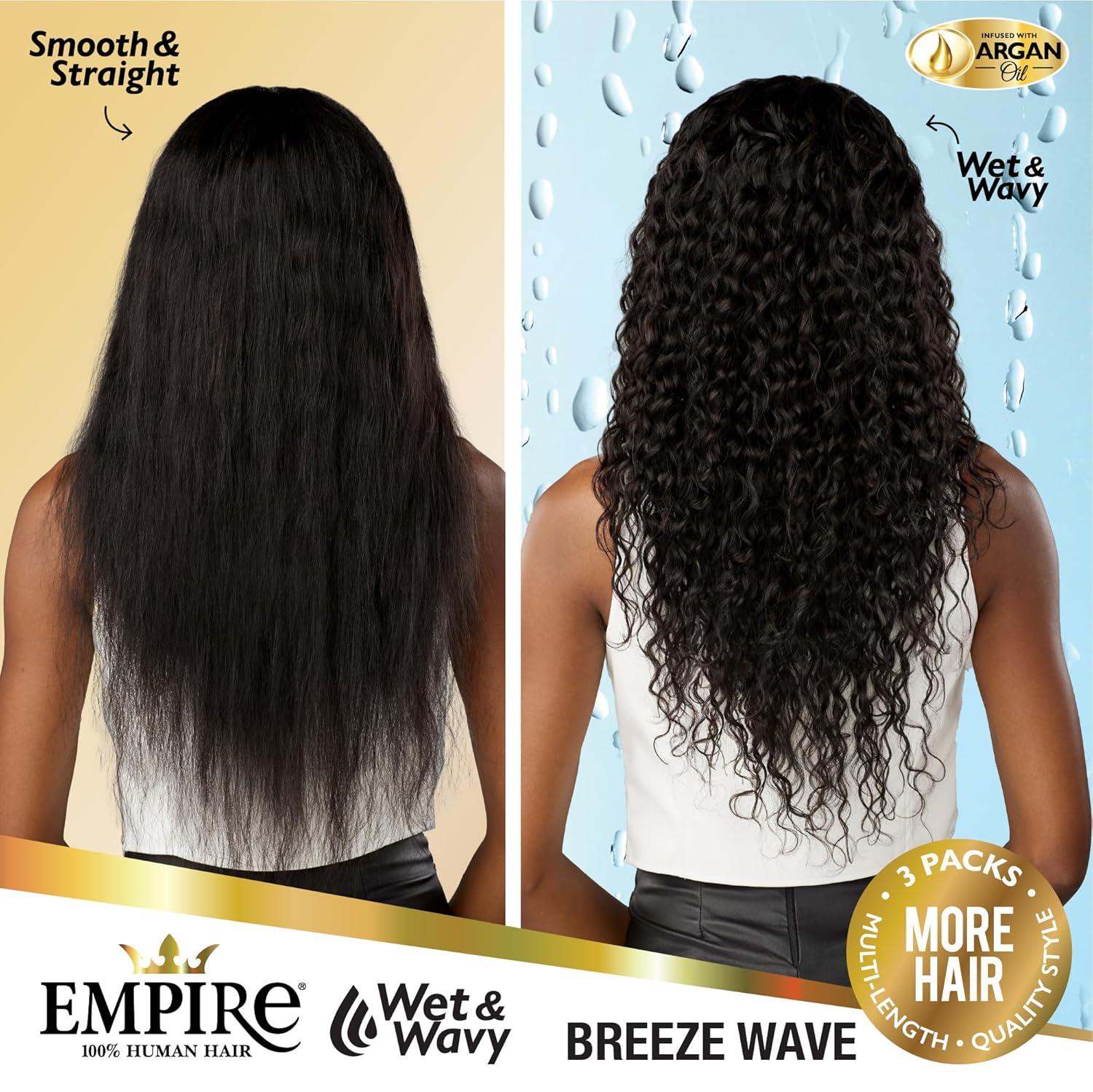 imageSensationnel Empire multi weave hair wet and wavy breeze wave human hair 3 bundle layered lengths 10 12 14 inch 1 JETBLACK1 JETBLACK