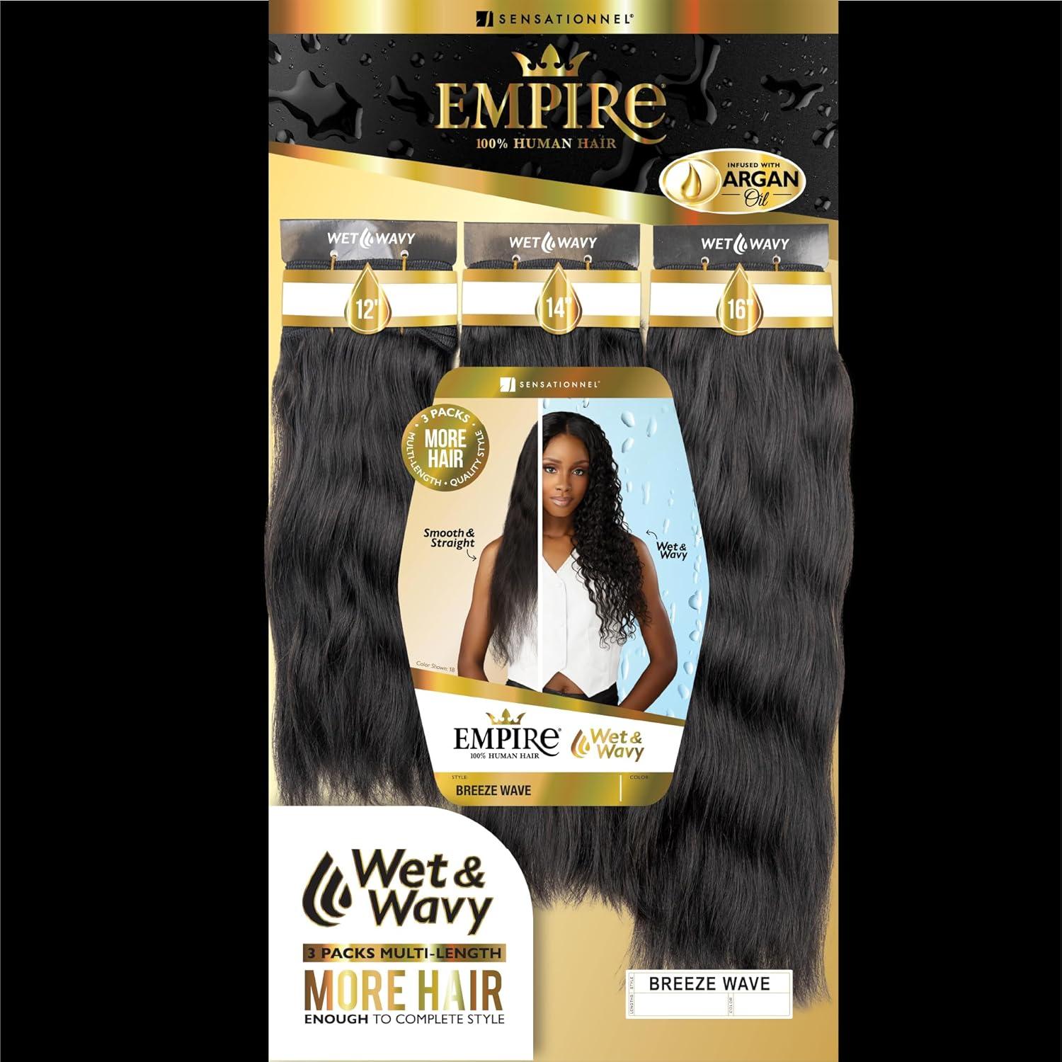 imageSensationnel Empire multi weave hair wet and wavy breeze wave human hair 3 bundle layered lengths 10 12 14 inch 1 JETBLACK1 JETBLACK