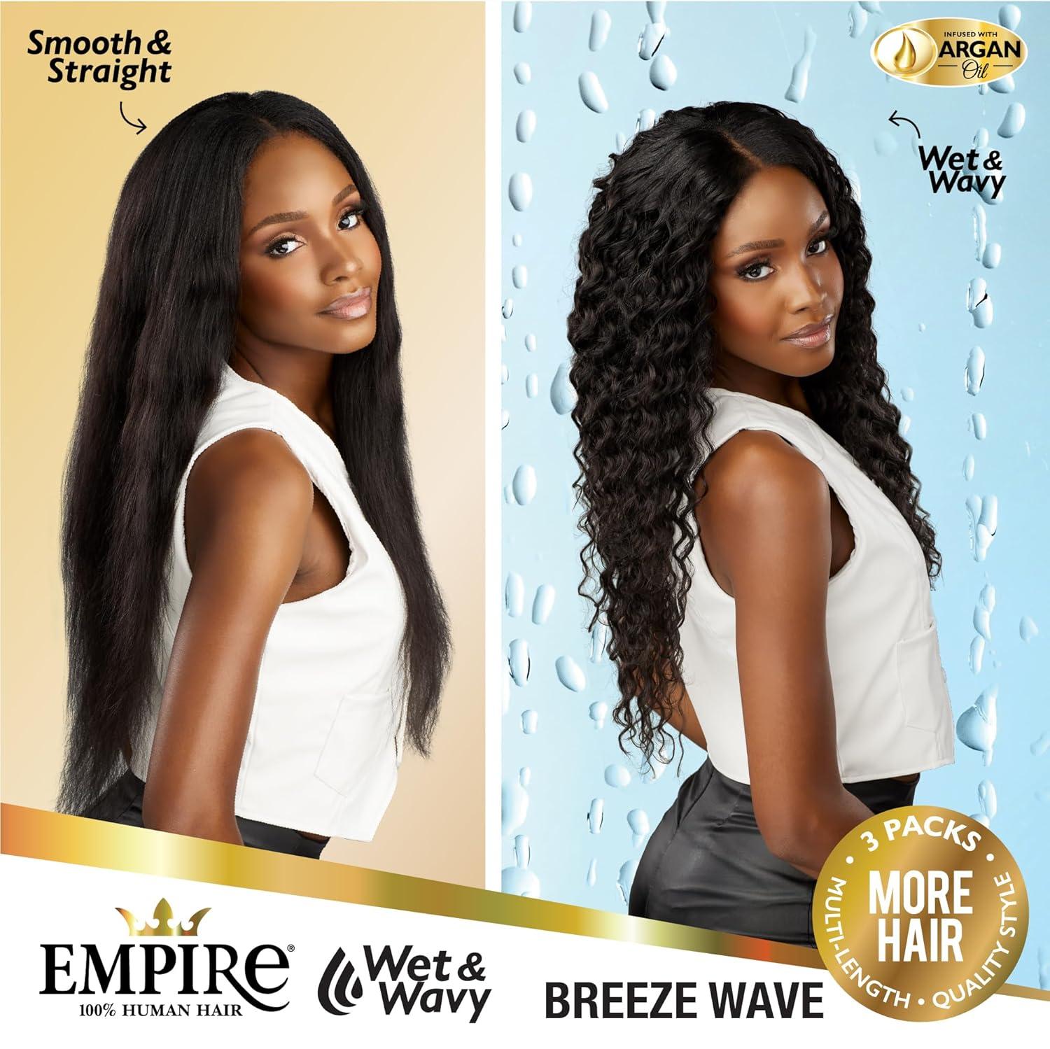 imageSensationnel Empire multi weave hair wet and wavy breeze wave human hair 3 bundle layered lengths 10 12 14 inch 1 JETBLACK1B OFFBLACK