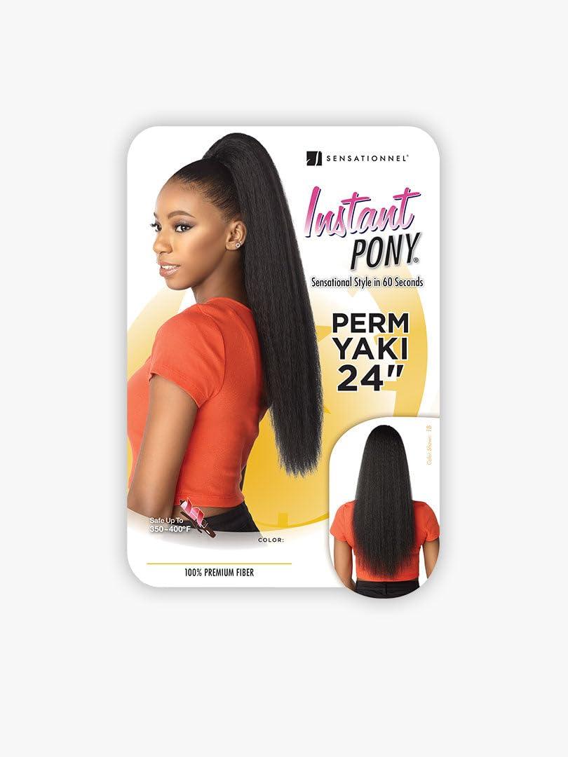 imageSensationnel Instant Pony Half Wig Perm Yaki 24 inch Synthetic Ponyaail and Updo Styles with Adjustable Drawstring for Seamless 2 DARKBROWN2 DARKBROWN