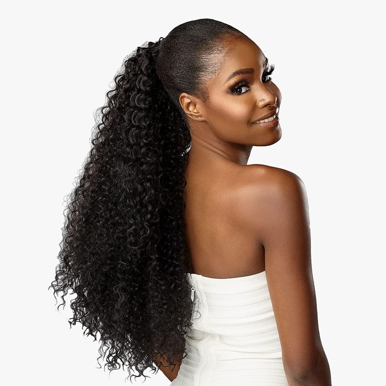 imageSensationnel Lulu Pony Tail Drawstring Cici High Heat Synthetic Yaki Ponytail or Up Do Hair Wig Piece 1 JETBLACK1 JETBLACK