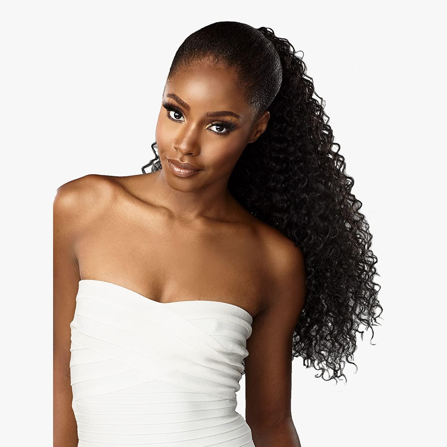 imageSensationnel Lulu Pony Tail Drawstring Cici High Heat Synthetic Yaki Ponytail or Up Do Hair Wig Piece 1 JETBLACK1 JETBLACK
