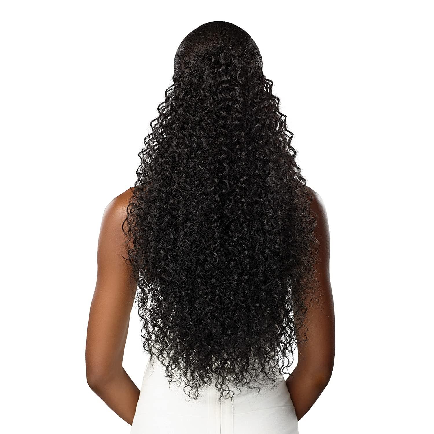 imageSensationnel Lulu Pony Tail Drawstring Cici High Heat Synthetic Yaki Ponytail or Up Do Hair Wig Piece 1 JETBLACKT227