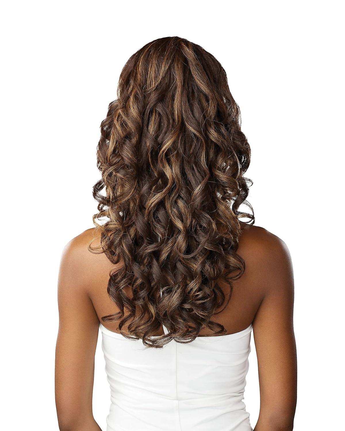 imageSensationnel Lulu Pony Tail Drawstring Maya High Heat Synthetic Yaki Ponytail or Up Do Hair Wig Piece 1 JETBLACKF427