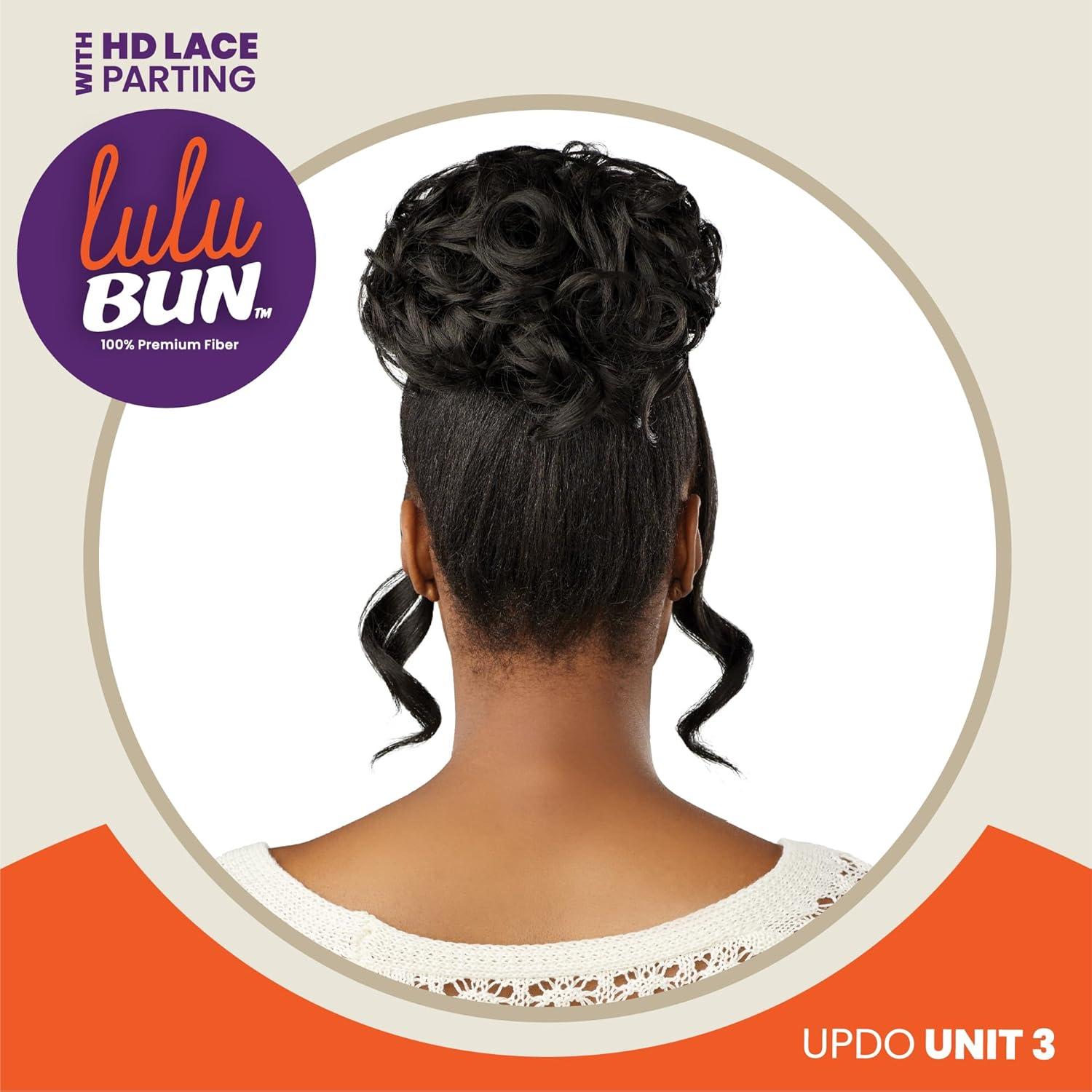 imageSensationnel Lulu bun updo hairextensions unit 3 synthetic 3x35 hd lace parting quick and easy wear hair wig piece 1 JETBLACK1 JETBLACK