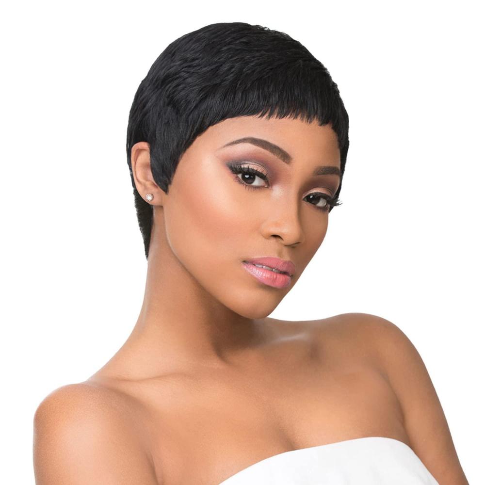 imageSensationnel Empire Human Hair Wig Ria Celebrity Inspired Collections PreStyled Salon Cut Hair 1 JETBLACK1B OFFBLACK