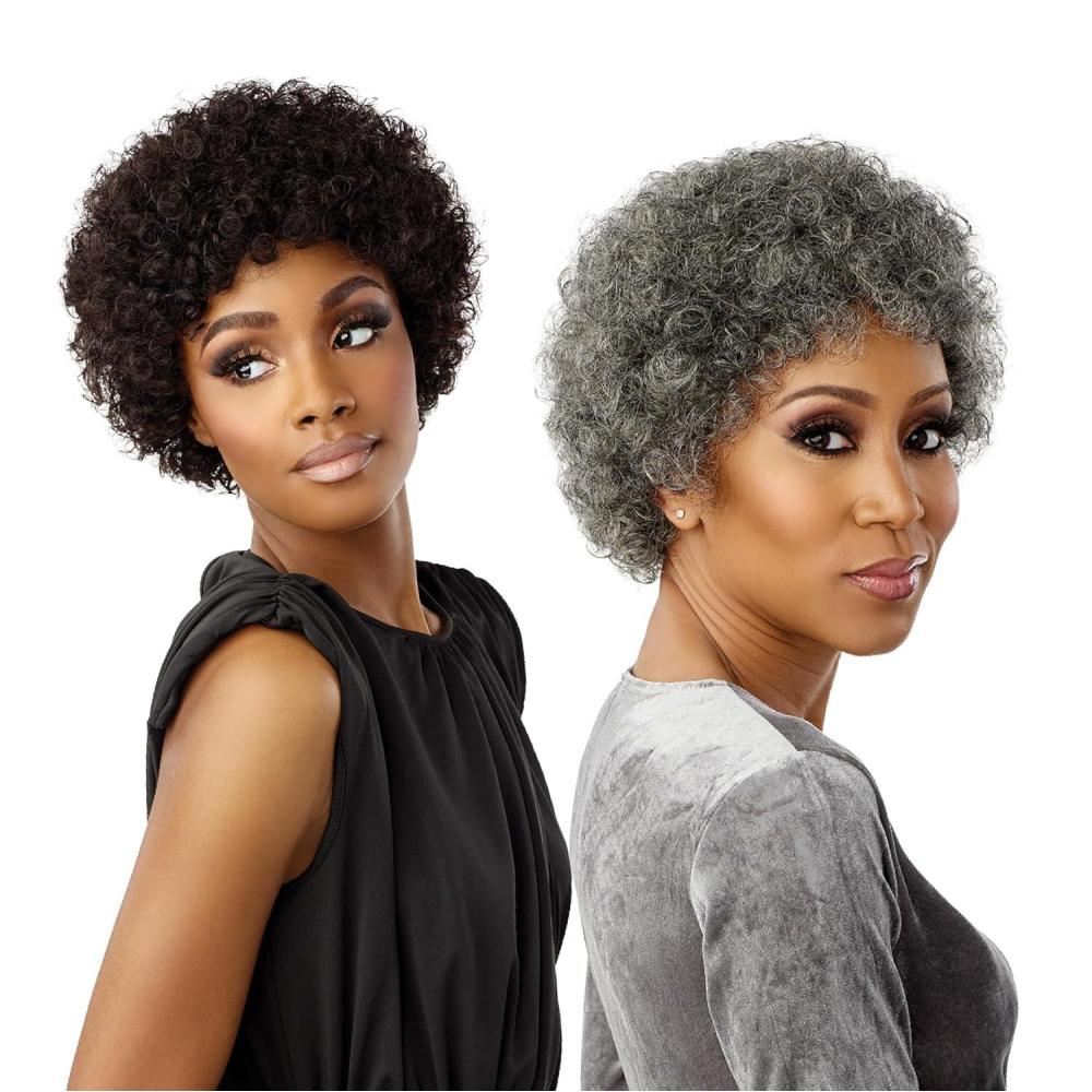 imageSensationnel Empire Human Hair Wig Salt And Pepper Bliss Contouring Mesh Cap Heat Safe 1 JETBLACKBG BURGANDY