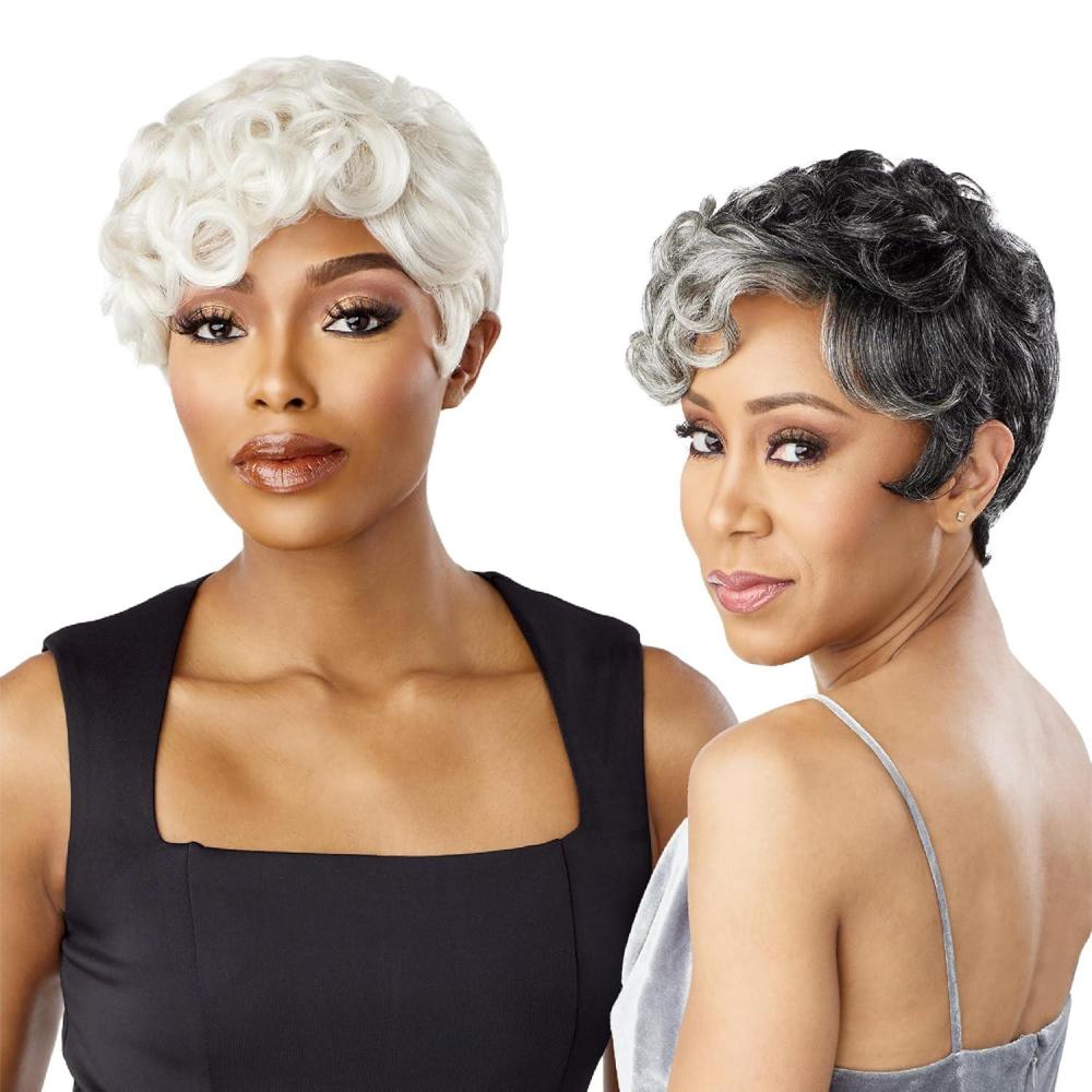 imageSensationnel Empire Human Hair Wig  Salt And Pepper Flora Contouring Mesh Cap Heat Safe 1 JETBLACKM51