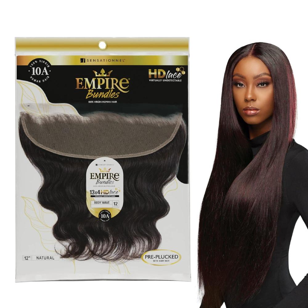 imageSensationnel Empire bundle 13x4 closure  body wave 10a tangle shed free human hair for weaving and sew in styles 10 inch NATURALNATURALBLACK