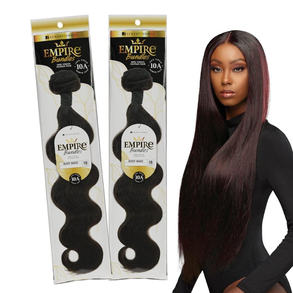 imageSensationnel Empire bundles body wave 10a tangle shed free human hair for weaving and sew in styles 2 pack 10 inch NATURAL613 BLONDE