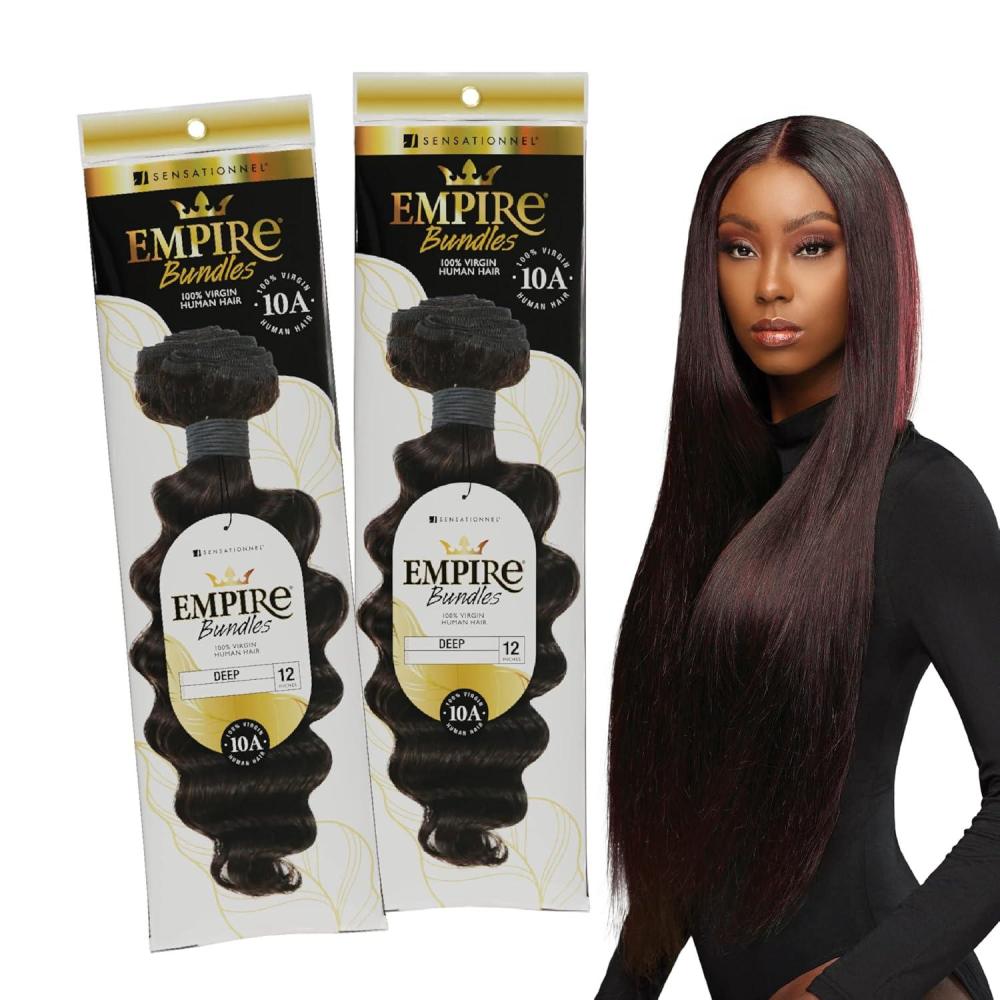 imageSensationnel Empire bundles deep 10a tangle shed free human hair for weaving and sew in styles 2 pack 12 inch NATURALNATURAL
