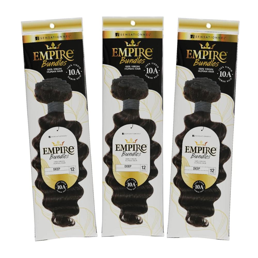 imageSensationnel Empire bundles deep 10a tangle shed free human hair for weaving and sew in styles 3 pack 10 inch NATURALNATURAL