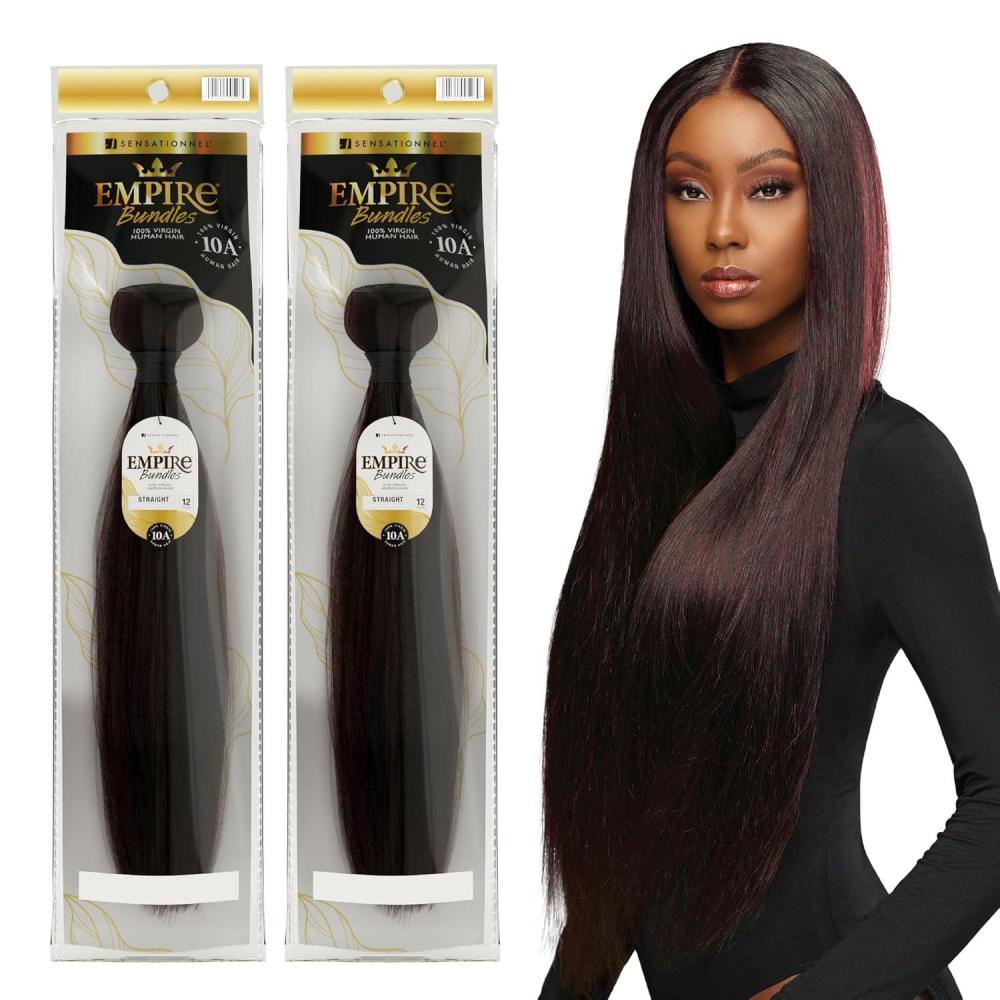 imageSensationnel Empire bundles straight 10a tangle shed free human hair for weaving and sew in styles 2 pack 10 inch NATURAL613 BLONDE