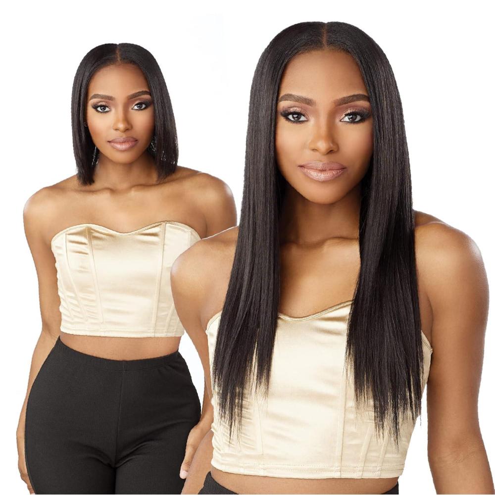 imageSensationnel Empire butterfly clip in straight 7 piece human hair lace weft clip ins 14 Inch T2274613