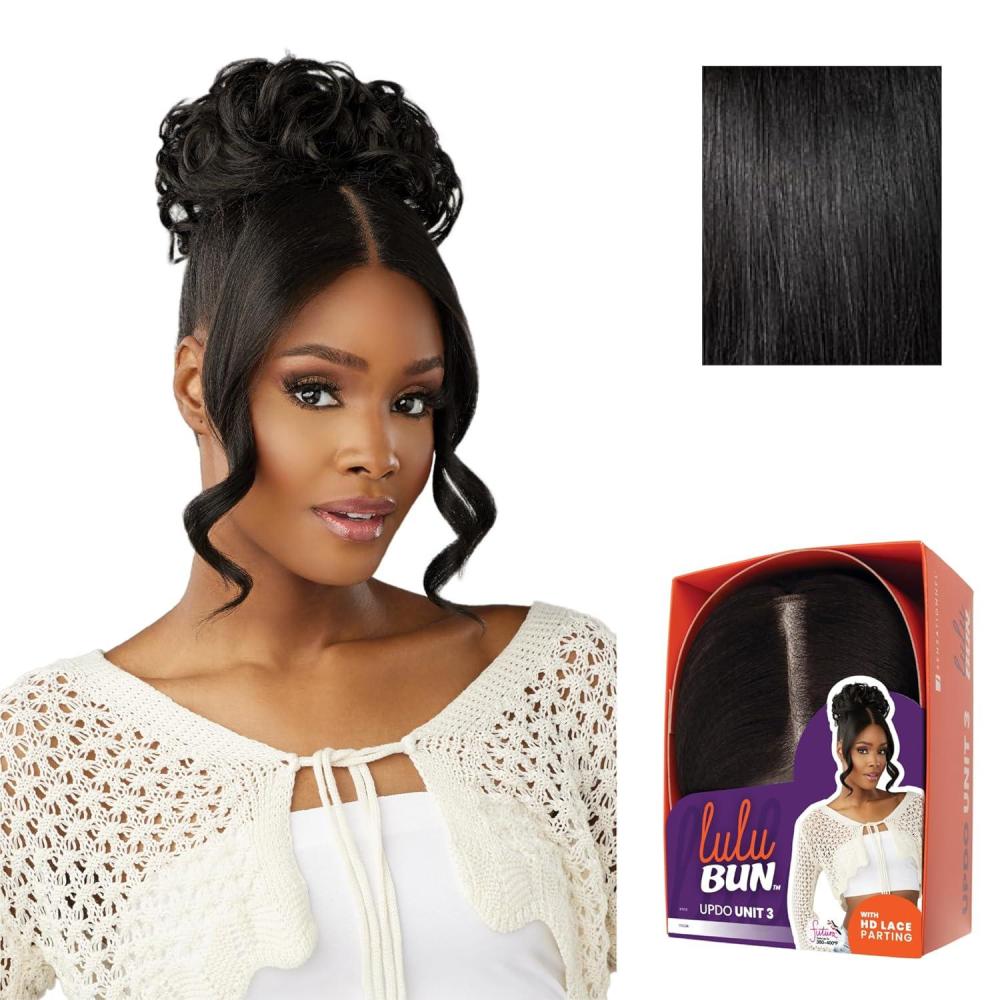 imageSensationnel Lulu bun updo hairextensions unit 3 synthetic 3x35 hd lace parting quick and easy wear hair wig piece 1 JETBLACK1 JETBLACK