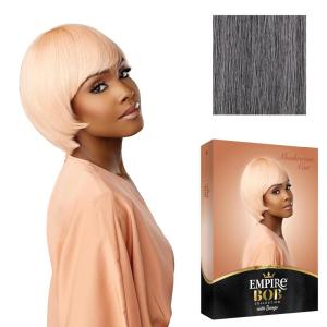 Sensationnel Empire Bob Humanhair Wig – Mushroom Cut Face Framing Mesh Cap for Comfort With Bangs (1 JETBLACK)(M44)
