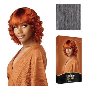Sensationnel Empire Bob Humanhair Wig – Wavy Cut 12 Inch Face Framing Mesh Cap for Comfort With Bangs (1 JETBLACK)(M44)