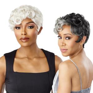 Sensationnel Empire Human Hair Wig – Salt And Pepper Flora Contouring Mesh Cap Heat Safe (1 JETBLACK)(M51)