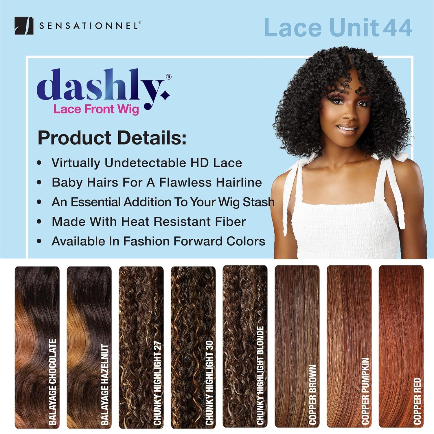 imageSensationnel Dashly Lace Front Wig Unit 44 Hand Tied Laceparting Ear to Ear Synthetic CHBLONDECOPPERRED