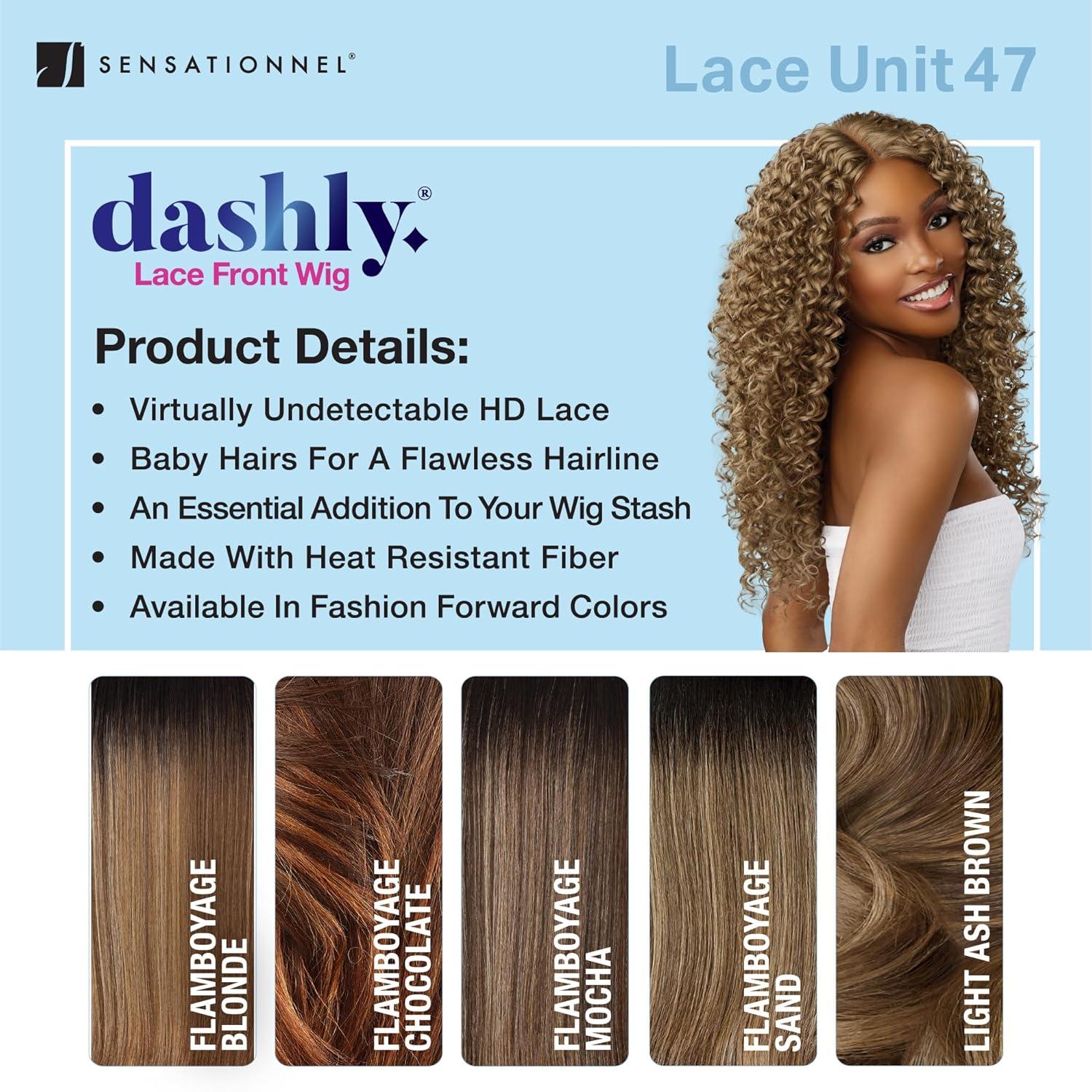 imageSensationnel Dashly Lace Front Wig Unit 47 Hand Tied Laceparting Ear to Ear Synthetic FLAMBOYAGECHOCOLATEFLAMBOYAGEMOCHA