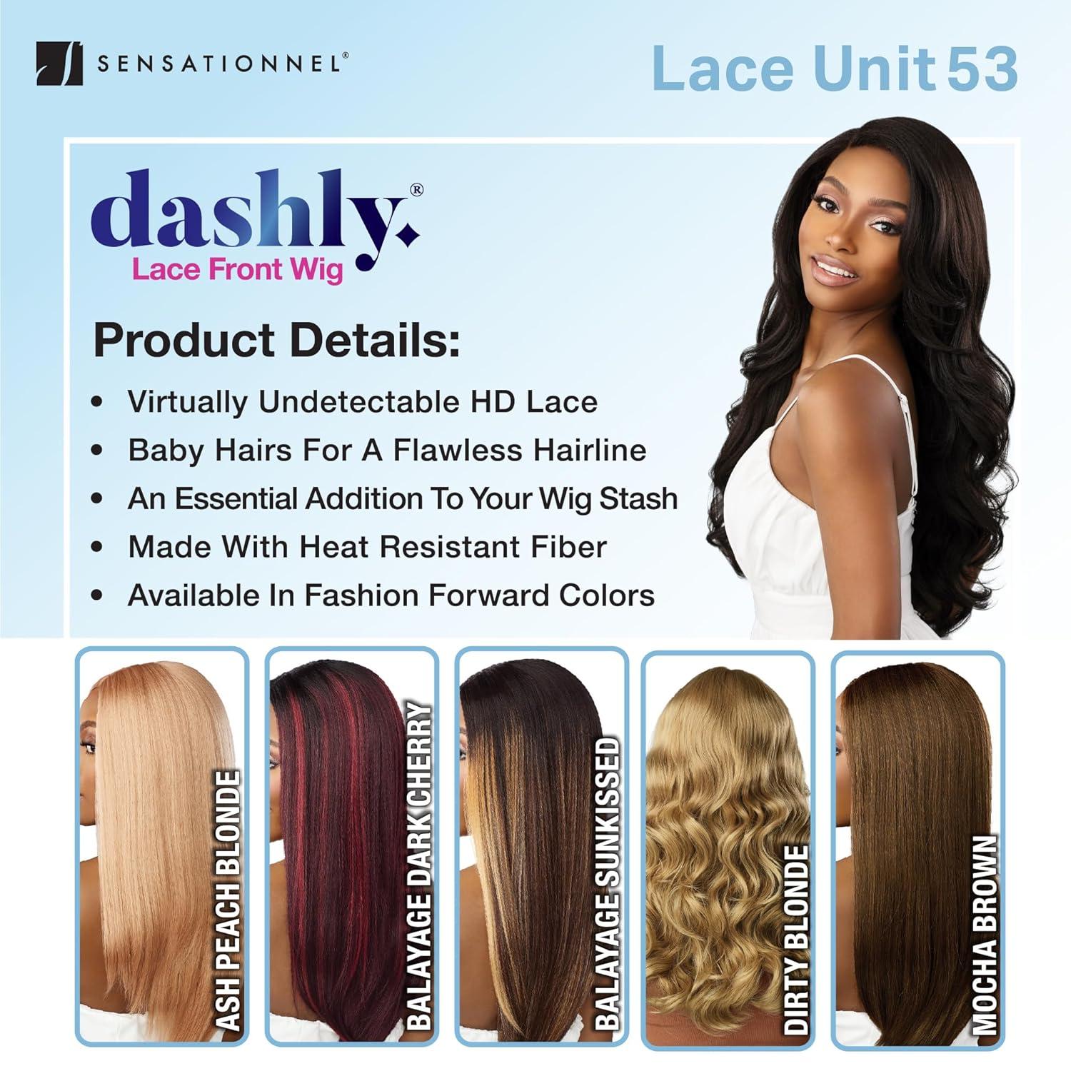 imageSensationnel Dashly Lace Front Wig Unit 53 Hand Tied Laceparting Ear to Ear Synthetic 1 JETBLACKMOCHABROWN