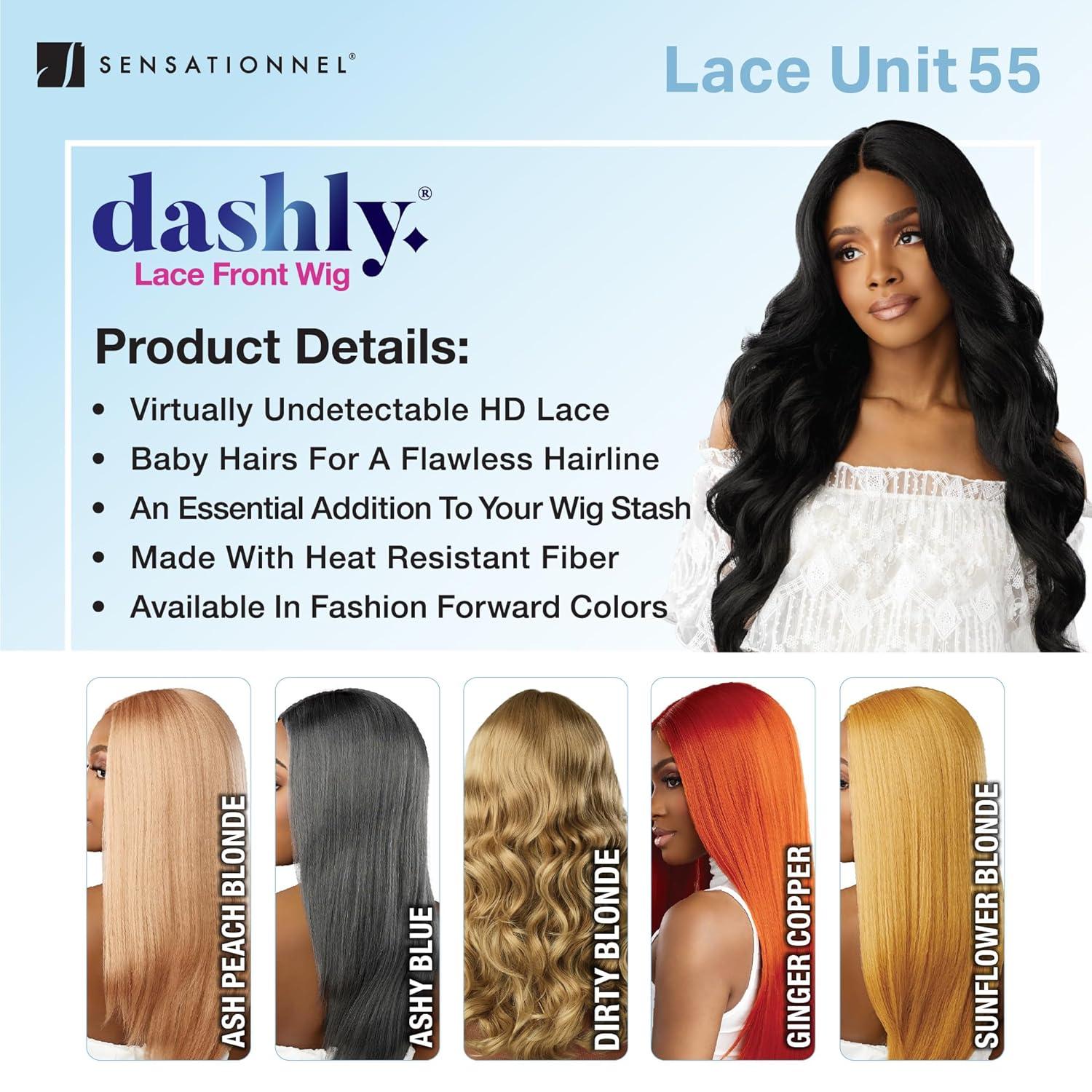 imageSensationnel Dashly Lace Front Wig Unit 55 Hand Tied Laceparting Ear to Ear Synthetic 1 JETBLACK1B OFFBLACK