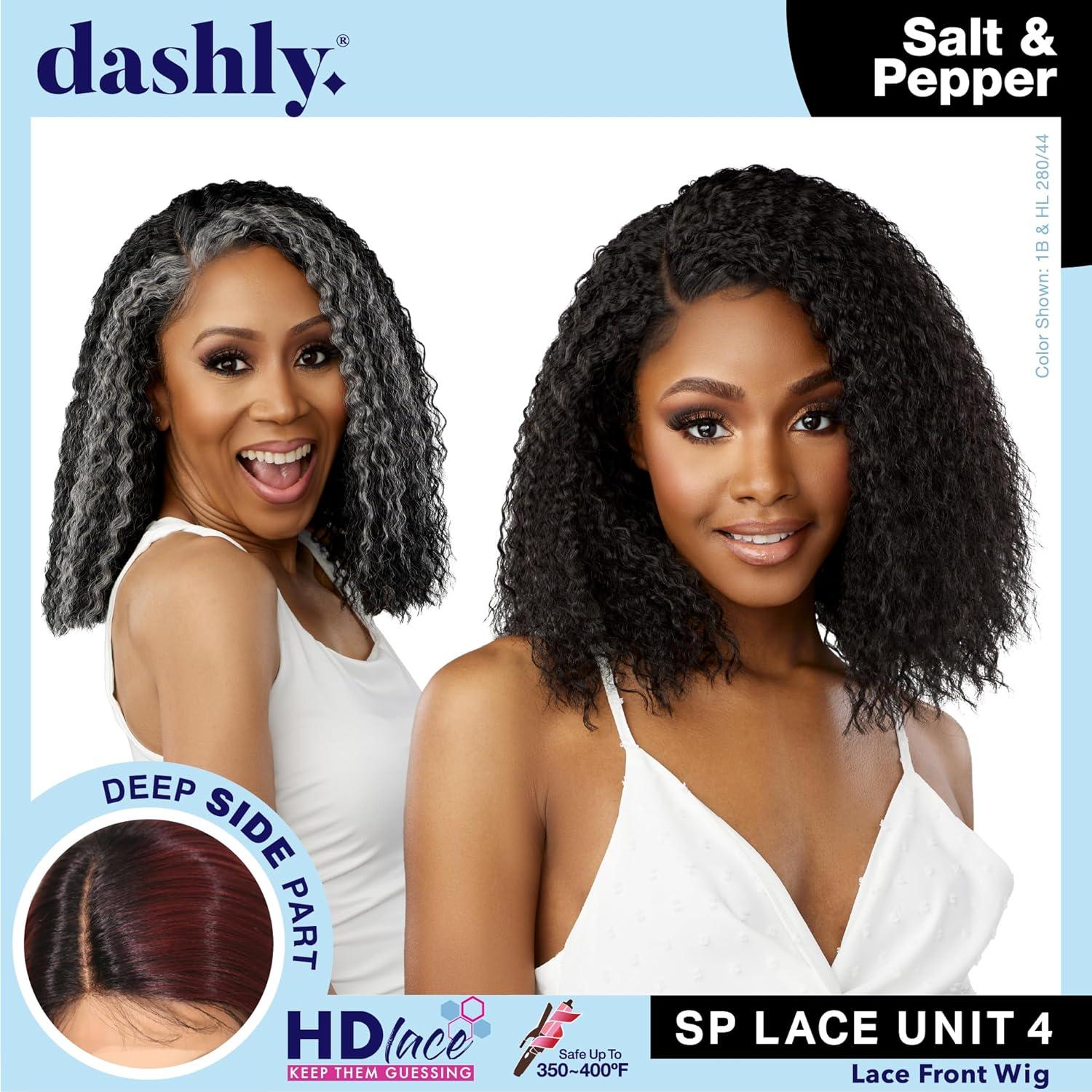 imageSensationnel Dashly Lace Saltandpepper Wig Sp Unit 4 Hand Tied Laceparting Ear to Ear Synthetic 1 JETBLACKCHBLONDE