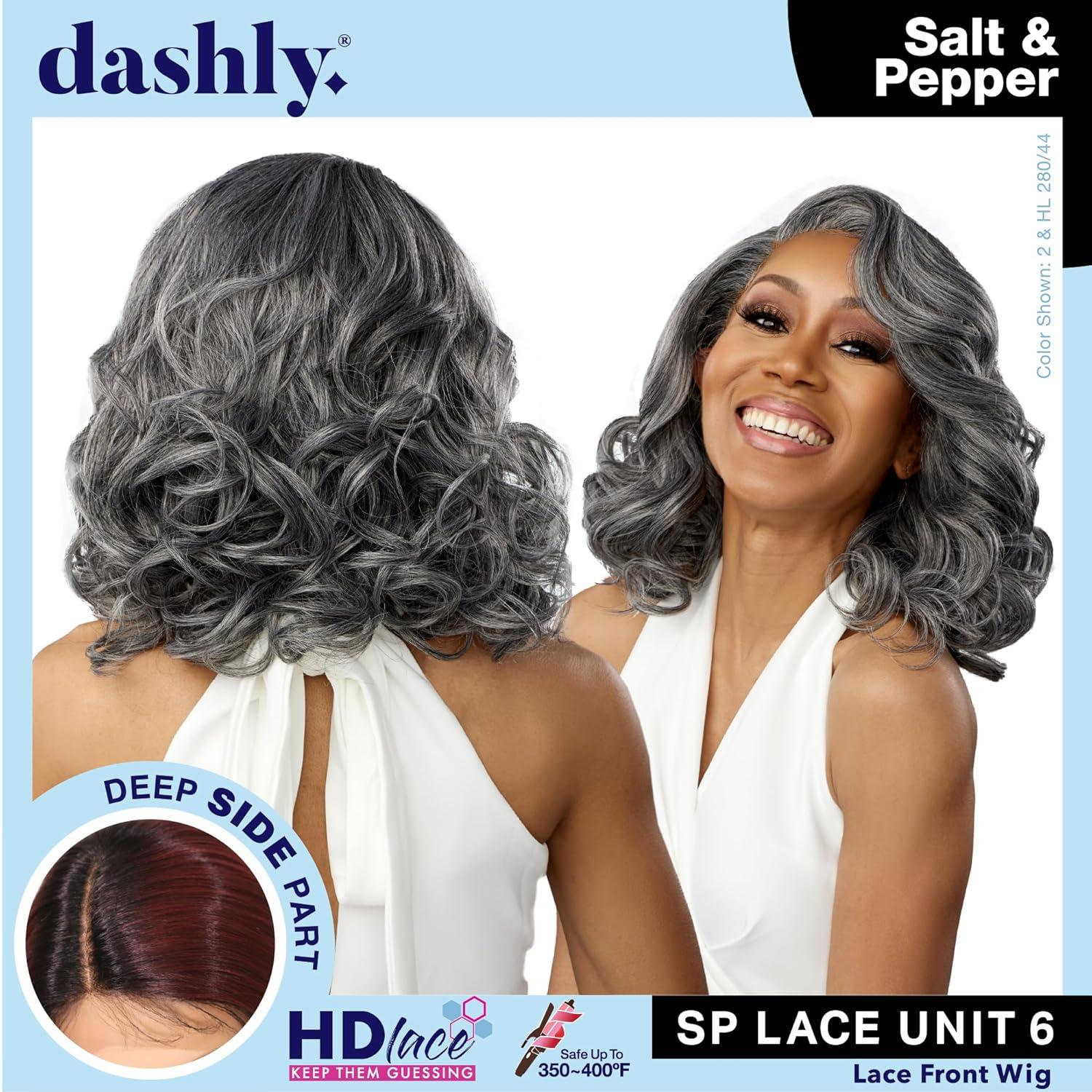 imageSensationnel Dashly Lace Saltandpepper Wig Sp Unit 6 Hand Tied Laceparting Ear to Ear Synthetic 1 JETBLACKFLAMBOYAGEBLONDE