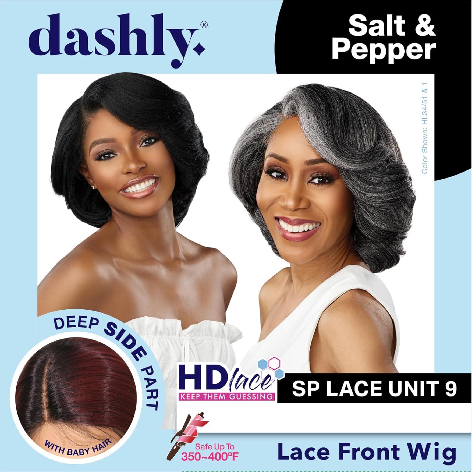 imageSensationnel Dashly Lace Saltandpepper Wig Sp Unit 9 Hand Tied Laceparting Ear to Ear Synthetic 1 JETBLACKHL1B34