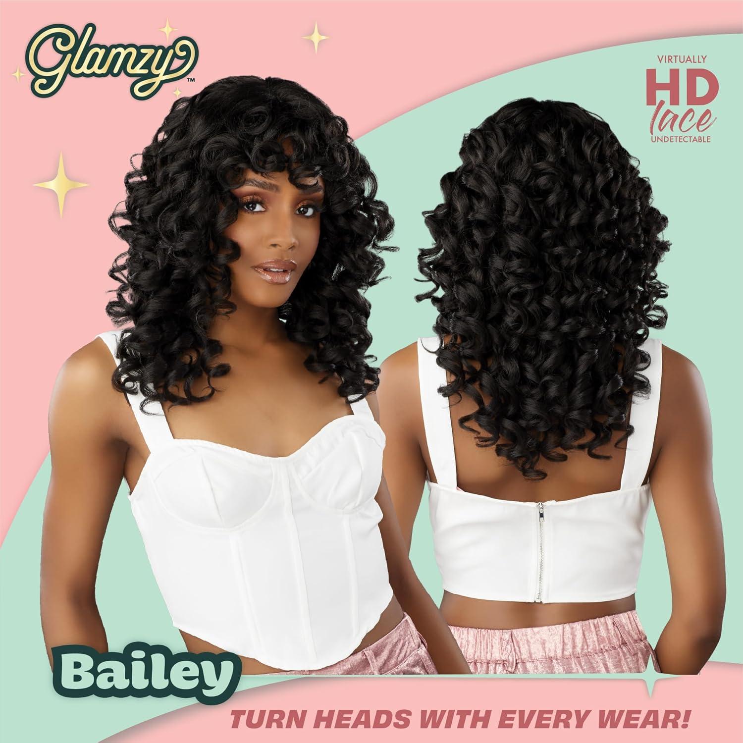 imageSensationnel Glamzy Lace Crown Wig Bailey Glueless Hand Tied CrownArea Synthetic Hair 1 JETBLACK1B OFFBLACK