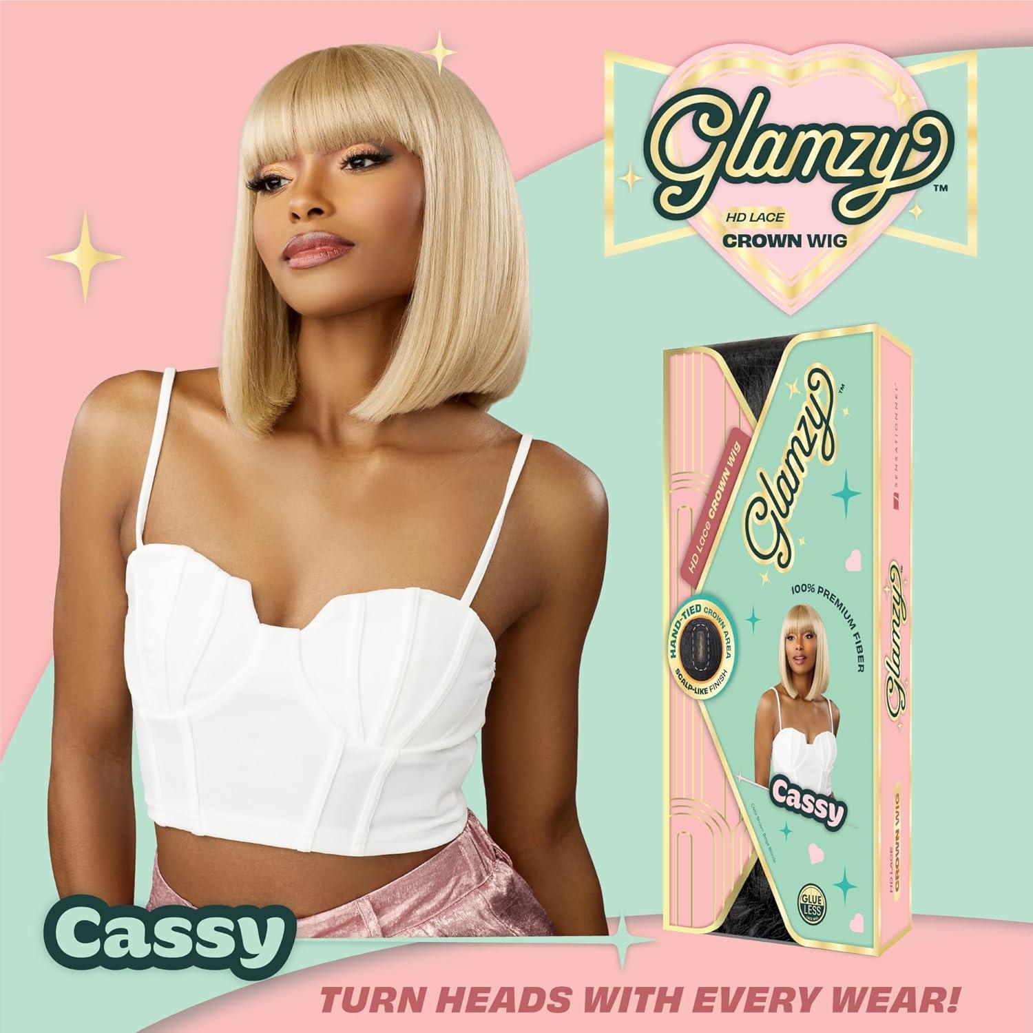imageSensationnel Glamzy Lace Crown Wig Cassy Glueless Hand Tied CrownArea Synthetic Hair 1 JETBLACK2 DARKBROWN