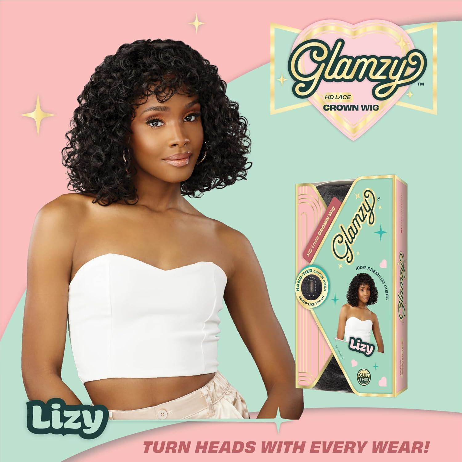 imageSensationnel Glamzy Lace Crown Wig Lizy Glueless Hand Tied CrownArea Synthetic Hair 1 JETBLACK2 DARKBROWN