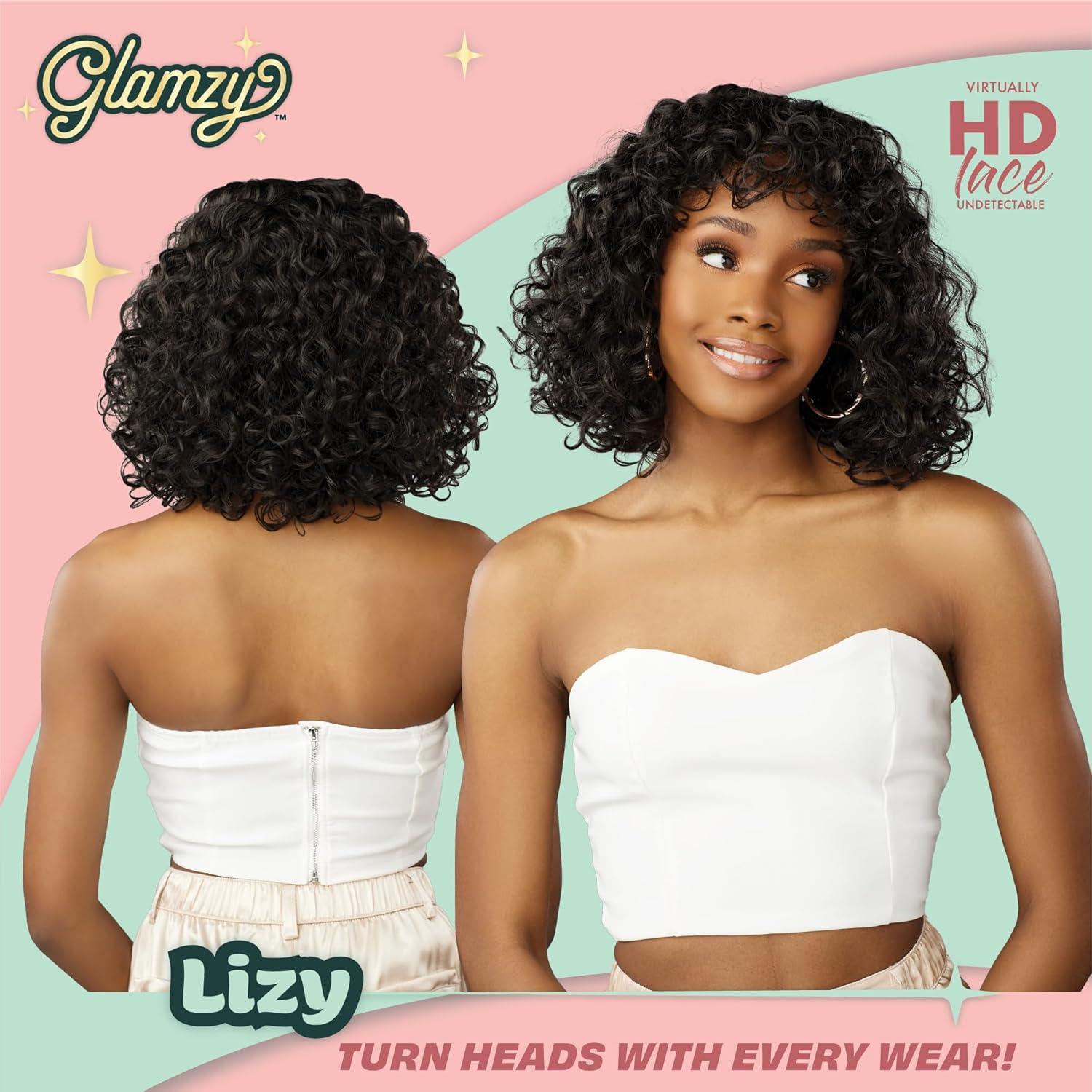 imageSensationnel Glamzy Lace Crown Wig Lizy Glueless Hand Tied CrownArea Synthetic Hair 1 JETBLACKROSYPINK