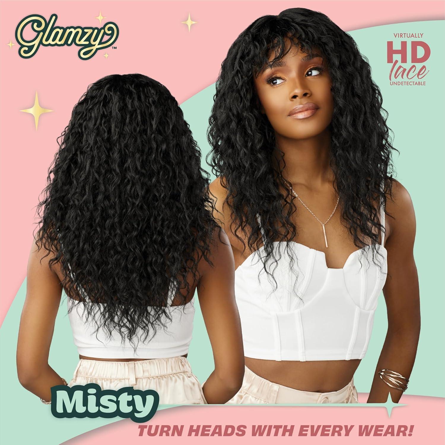 imageSensationnel Glamzy Lace Crown Wig Misty Glueless Hand Tied CrownArea Synthetic Hair 1 JETBLACKCH30
