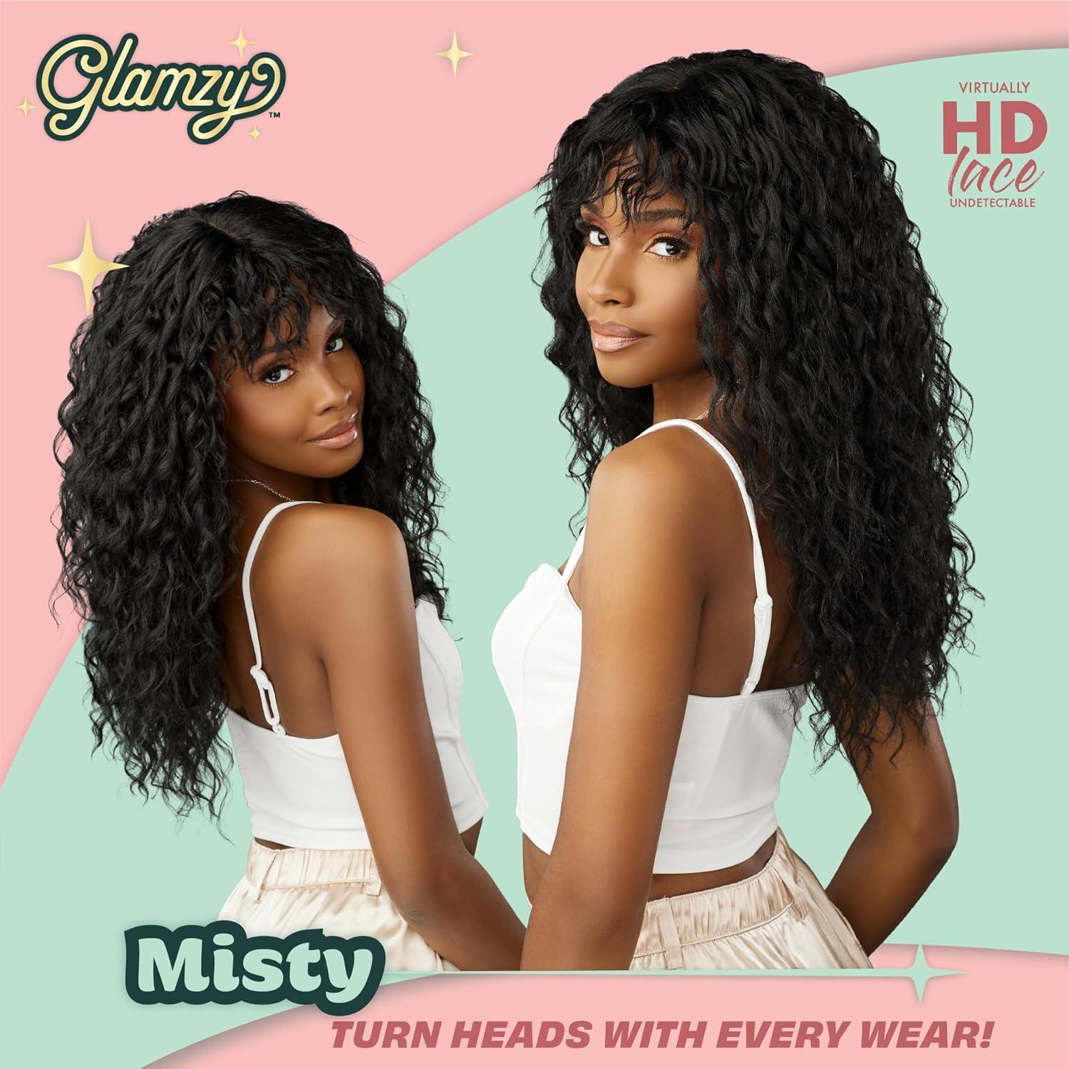 imageSensationnel Glamzy Lace Crown Wig Misty Glueless Hand Tied CrownArea Synthetic Hair 1 JETBLACKFLAMBOYAGEAUBURN