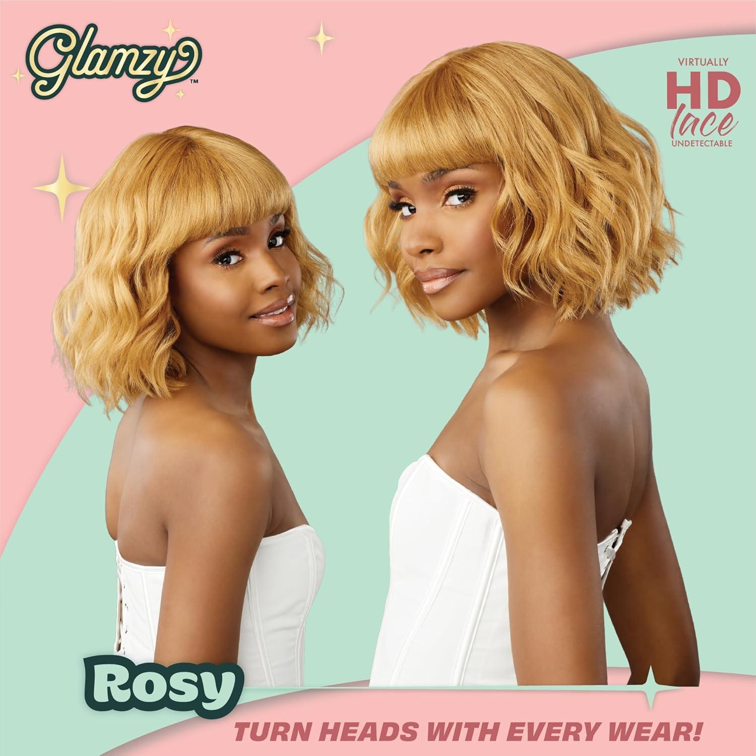 imageSensationnel Glamzy Lace Crown Wig Rosy Glueless Hand Tied CrownArea Synthetic Hair 1 JETBLACKASHPEACHBLONDE