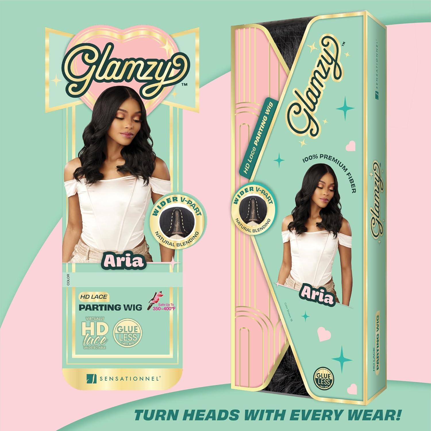 imageSensationnel Glamzy Lace Part Wig Aria Glueless Hand Tied Wider V Parting Synthetic Hair 1 JETBLACK1 JETBLACK
