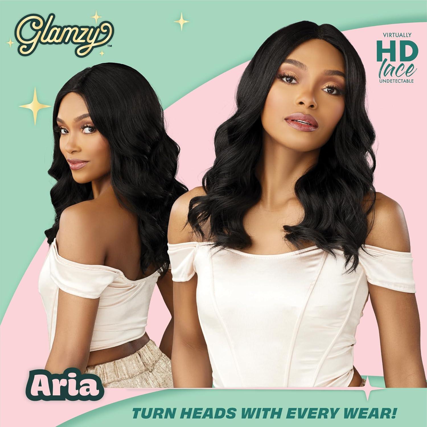 imageSensationnel Glamzy Lace Part Wig Aria Glueless Hand Tied Wider V Parting Synthetic Hair 1 JETBLACKMPHAZEL