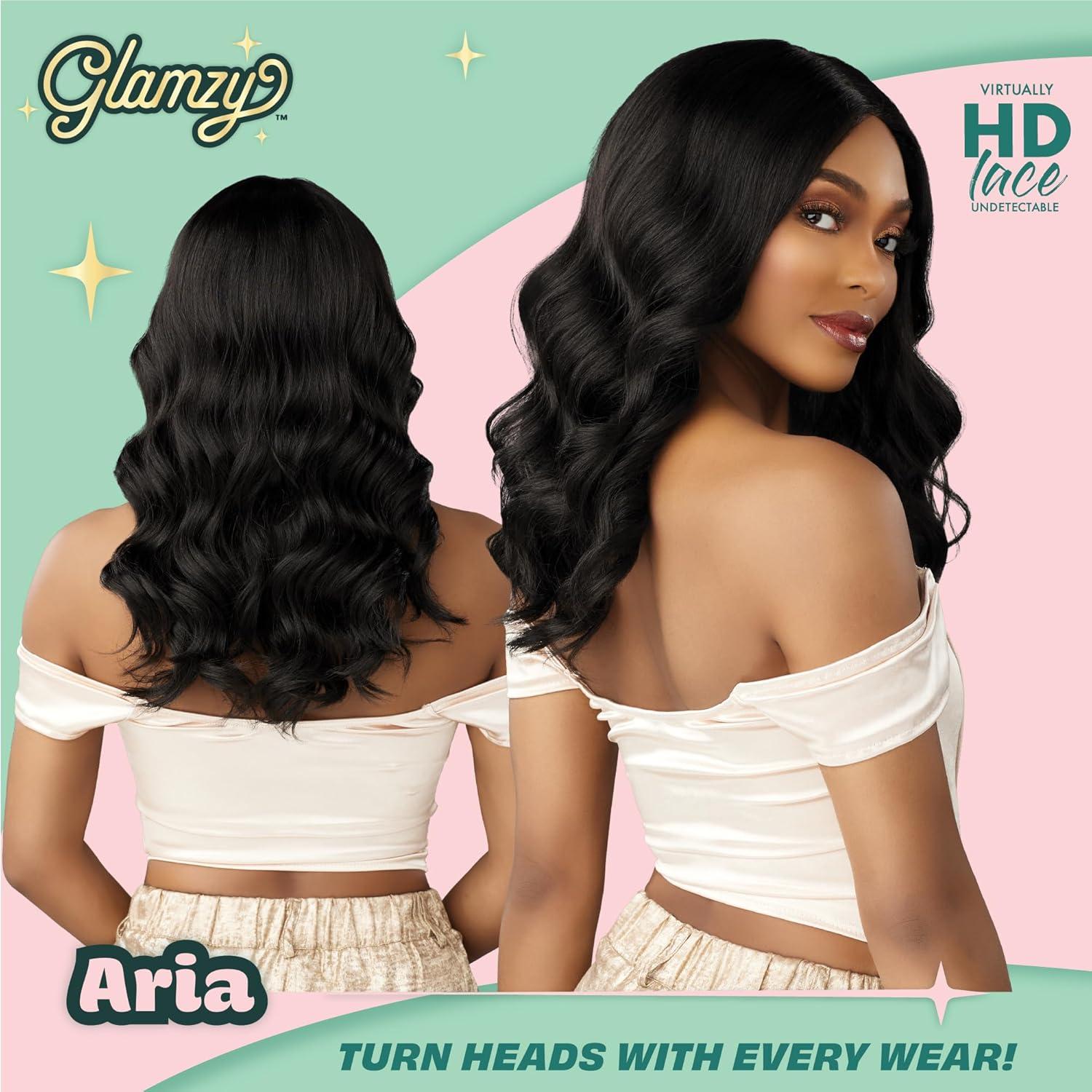 imageSensationnel Glamzy Lace Part Wig Aria Glueless Hand Tied Wider V Parting Synthetic Hair 1 JETBLACKMPHAZEL